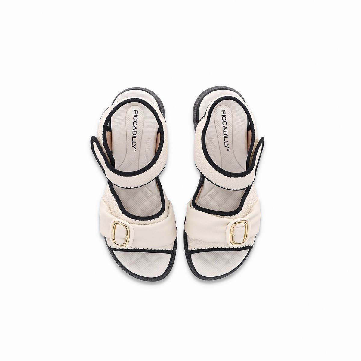 Papete Esporão Anabela Médio Off White Branco/Preto 3