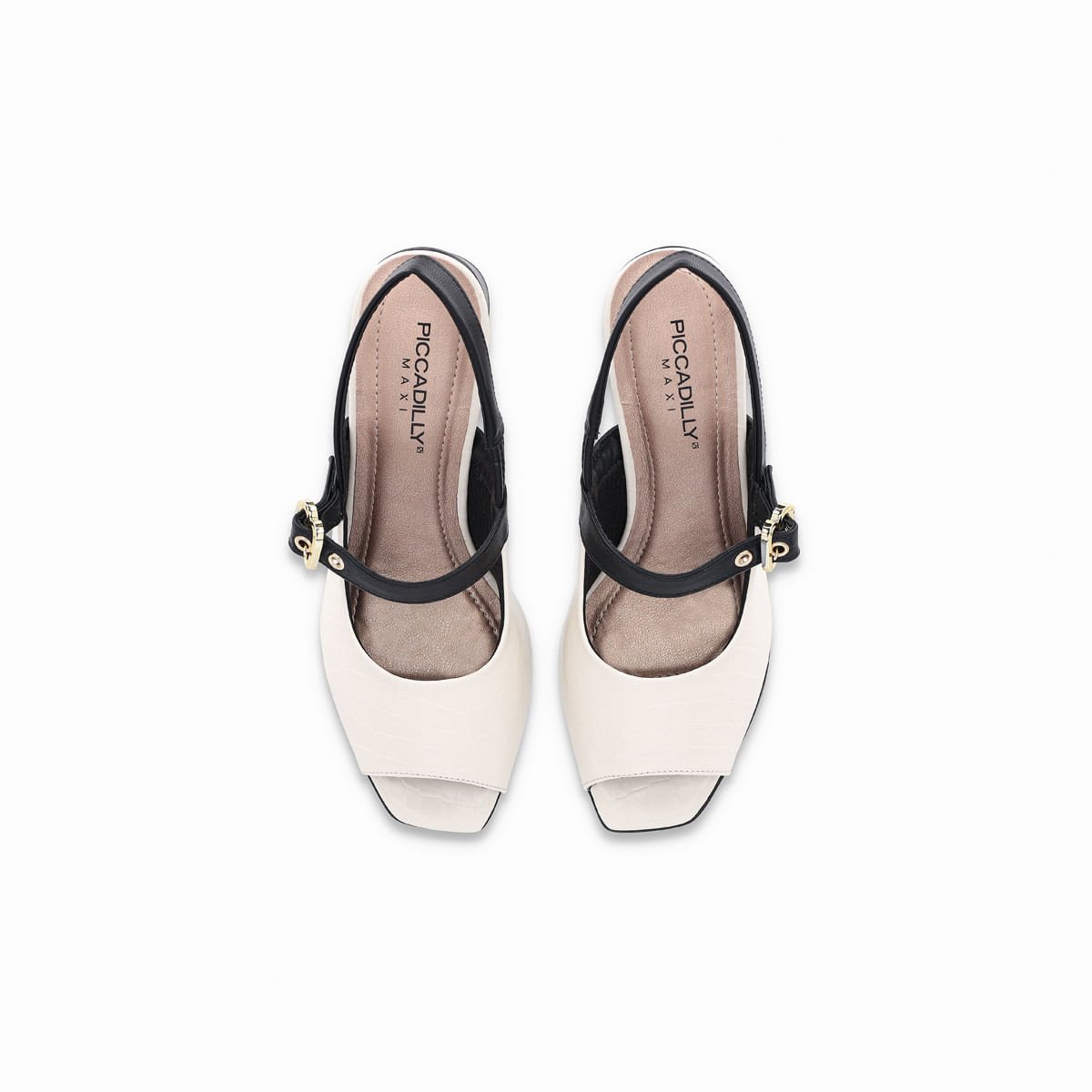 PICCADILLY MAXI - Slingback Adriana Salto Médio Off White Branco/Preto 3