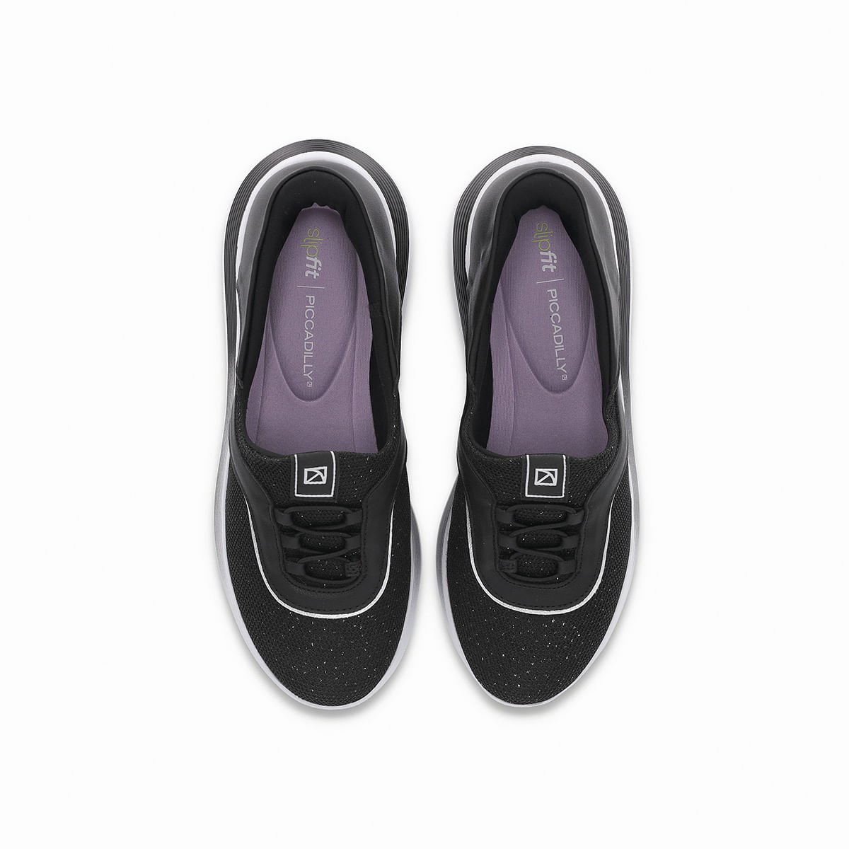 Tênis SlipFit Salto Médio Preto com Prata Preto 3