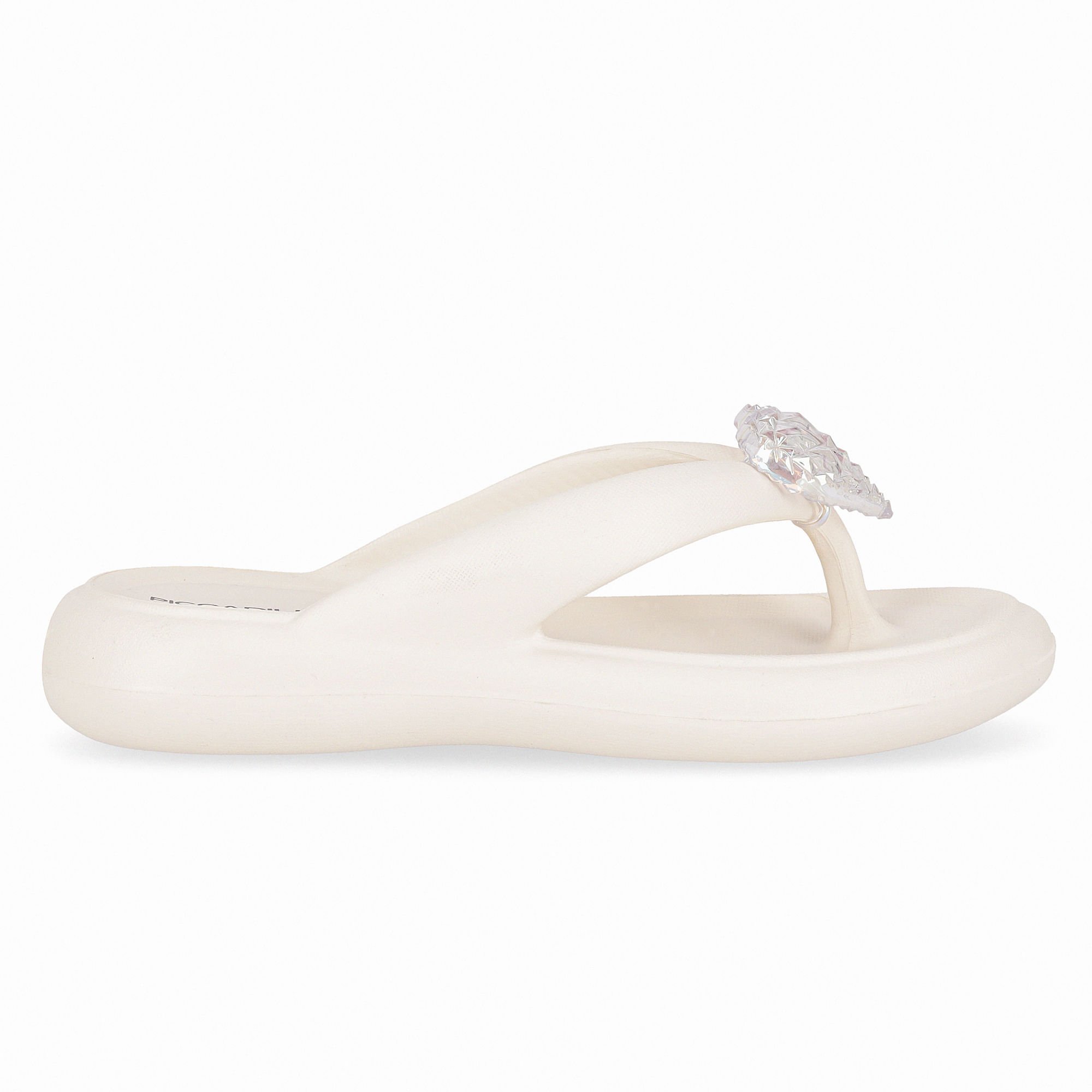 Chinelo Marshmallow com Enfeite Off White