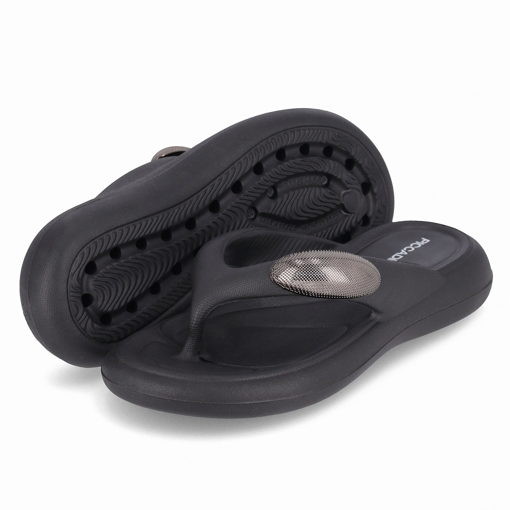Chinelo Marshmallow com Enfeite Preto Preto 2