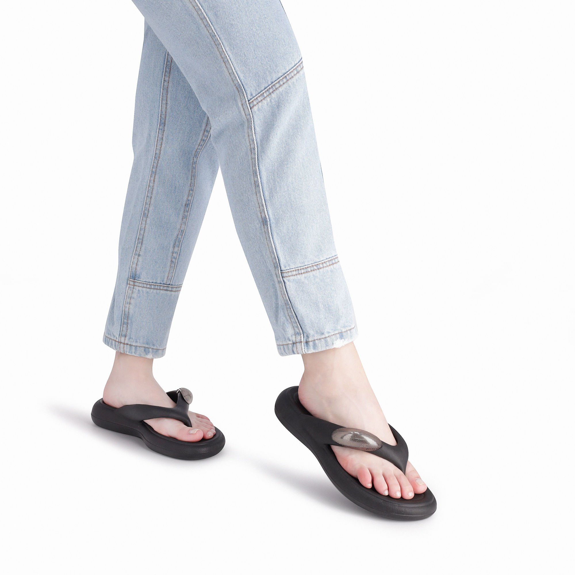 Chinelo Marshmallow com Enfeite Preto Preto 3