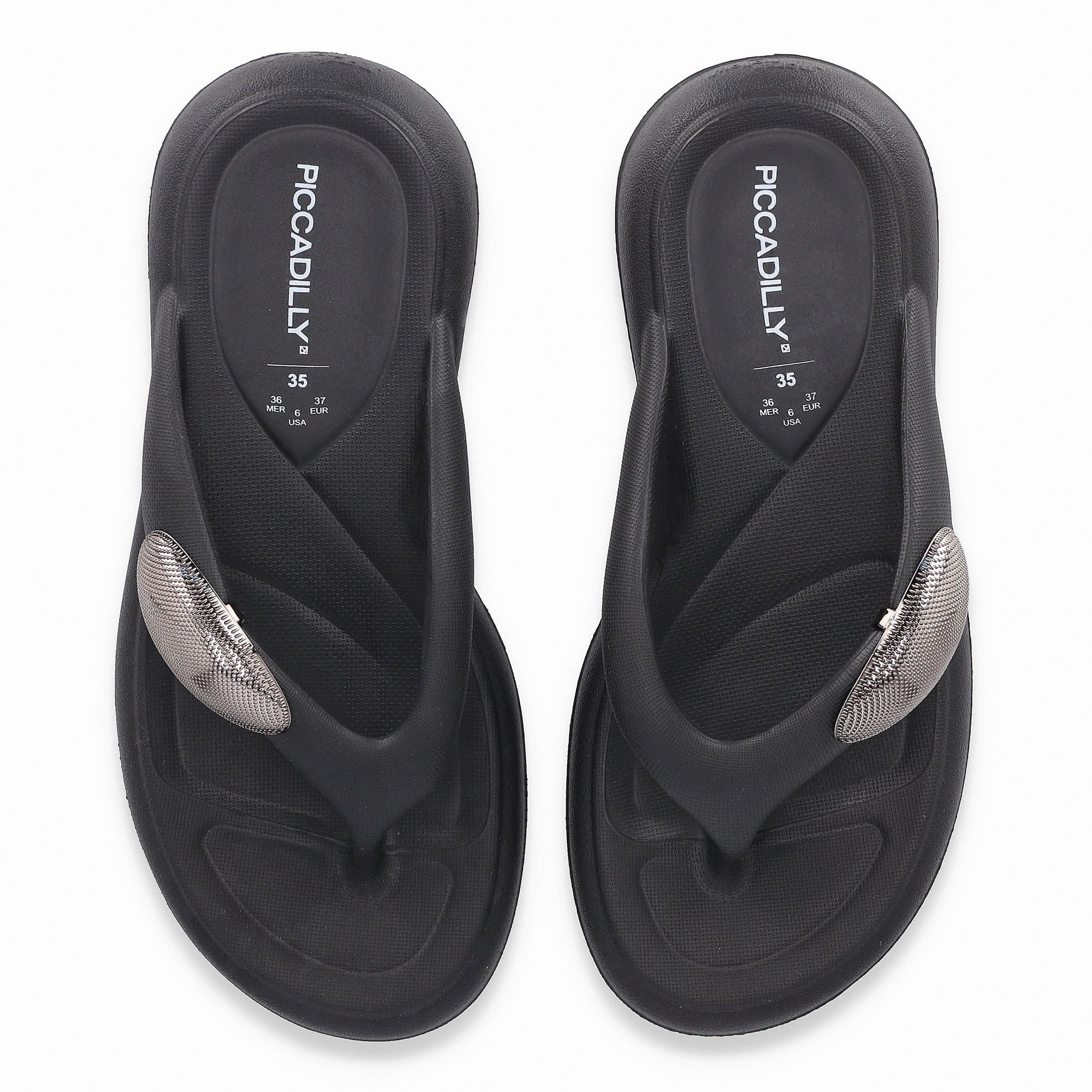 Chinelo Marshmallow com Enfeite Preto Preto 5