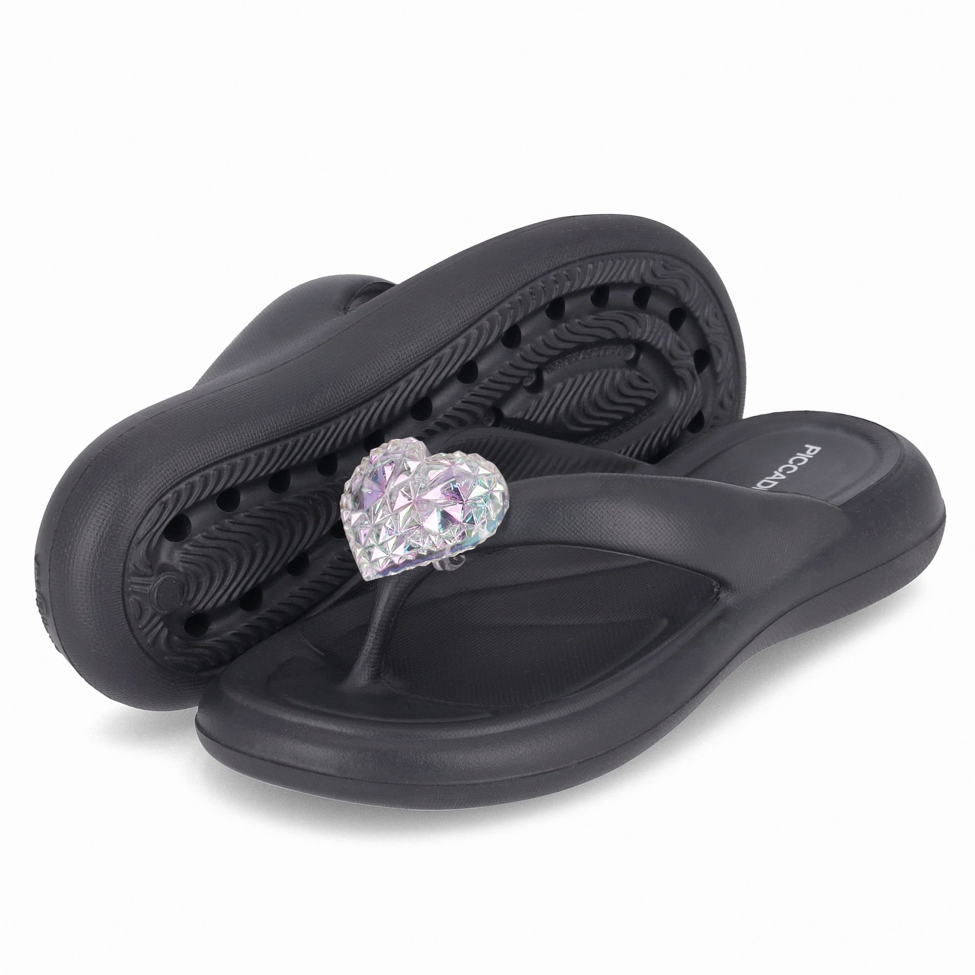 Chinelo Marshmallow com Enfeite Preto Preto 2