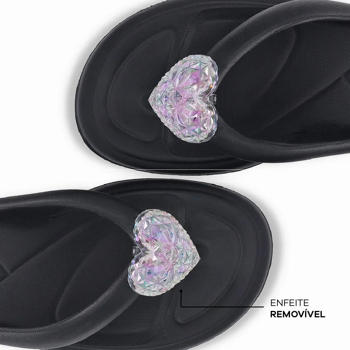 Chinelo Marshmallow com Enfeite Preto Preto 3