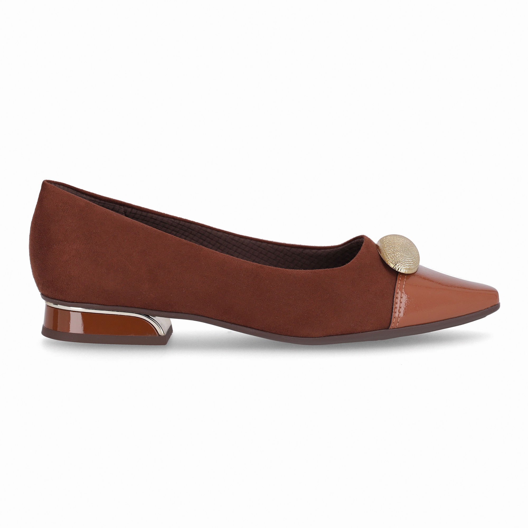 PICCADILLY MAXI - Sapato Silvia Salto Baixo Pinhão com Ocre Marrom 1