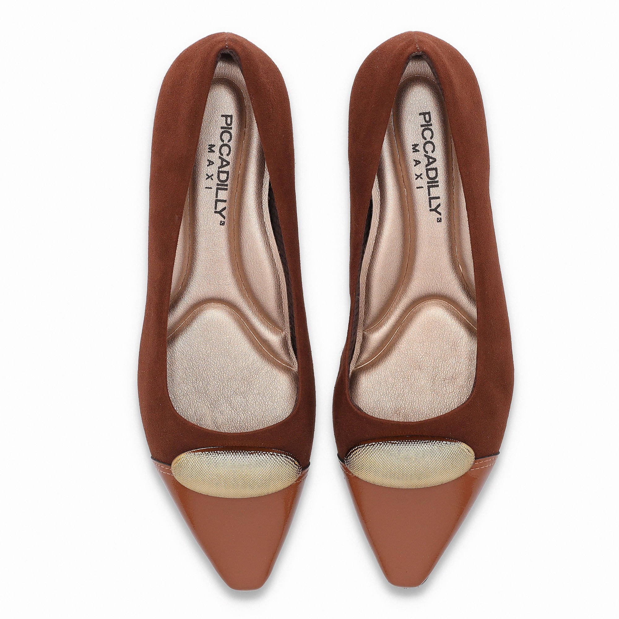 PICCADILLY MAXI - Sapato Silvia Salto Baixo Pinhão com Ocre Marrom 6