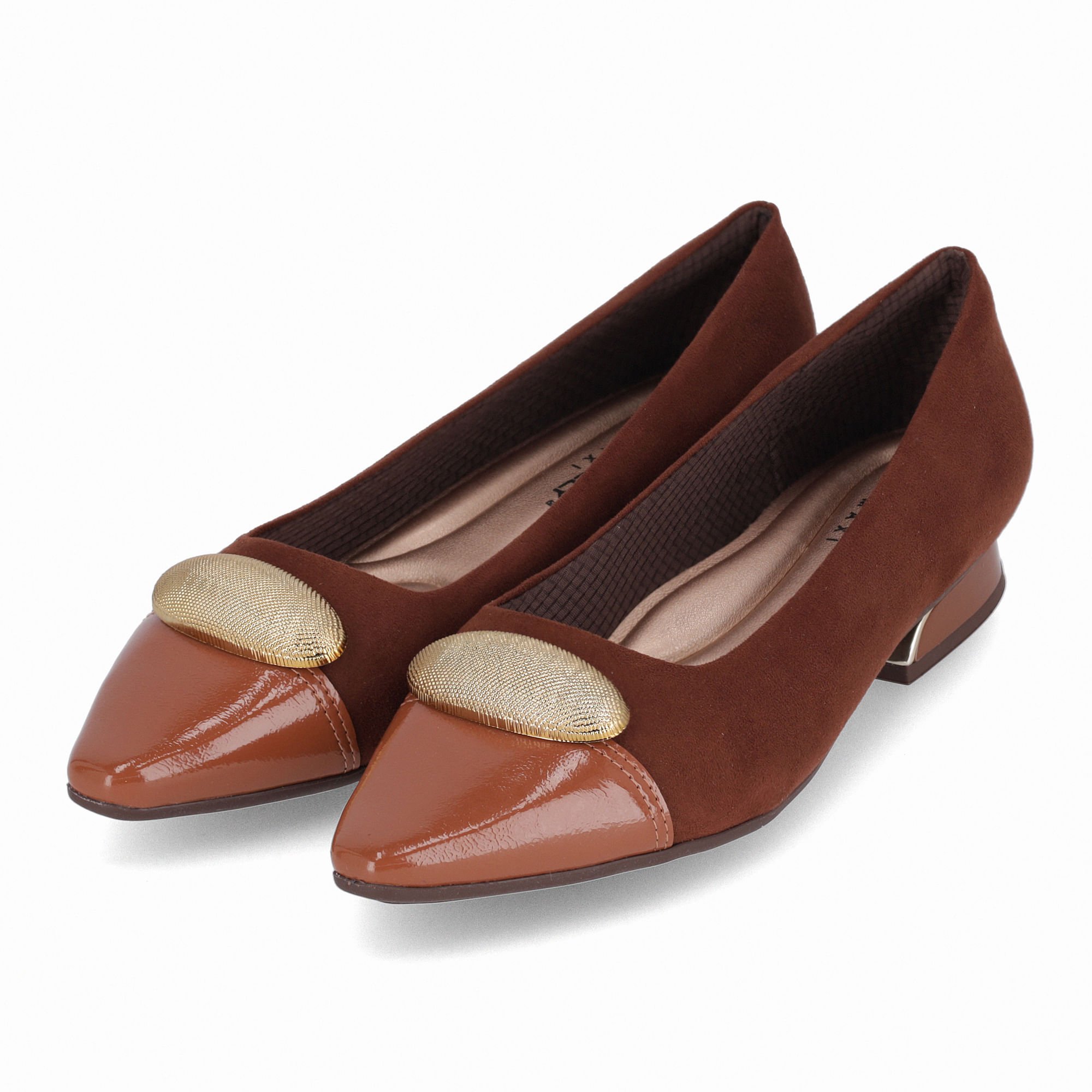 PICCADILLY MAXI - Sapato Silvia Salto Baixo Pinhão com Ocre Marrom 2