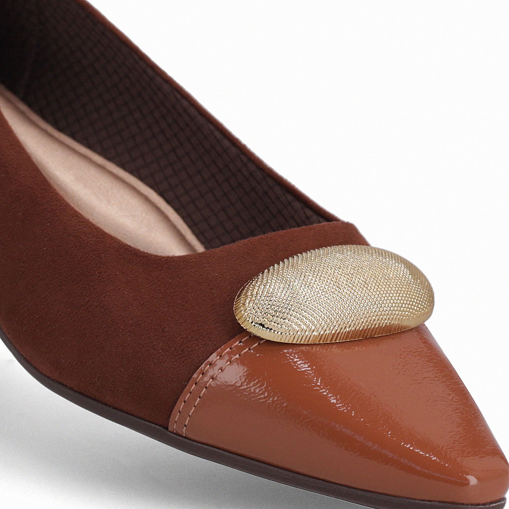 PICCADILLY MAXI - Sapato Silvia Salto Baixo Pinhão com Ocre Marrom 4