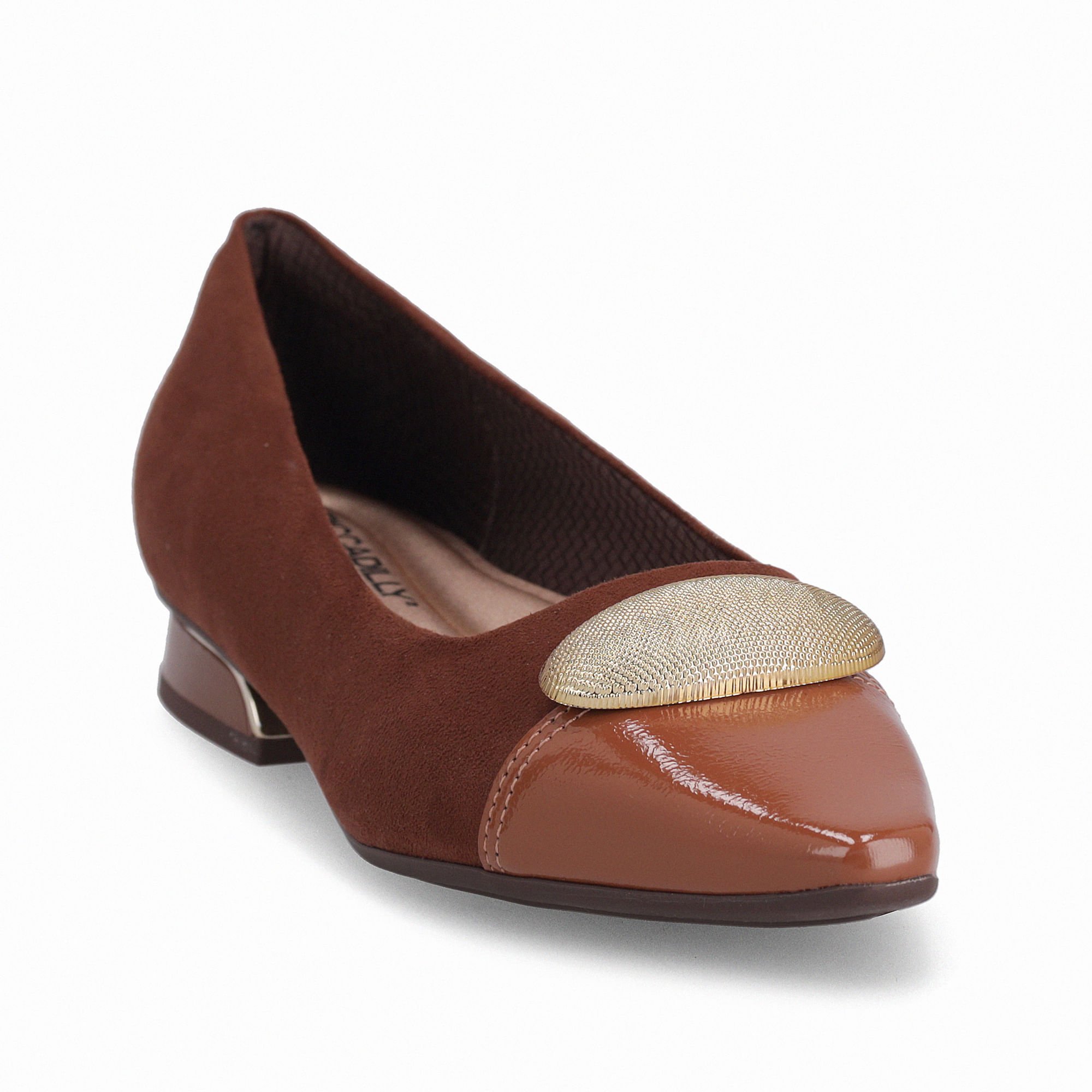 PICCADILLY MAXI - Sapato Silvia Salto Baixo Pinhão com Ocre Marrom 5