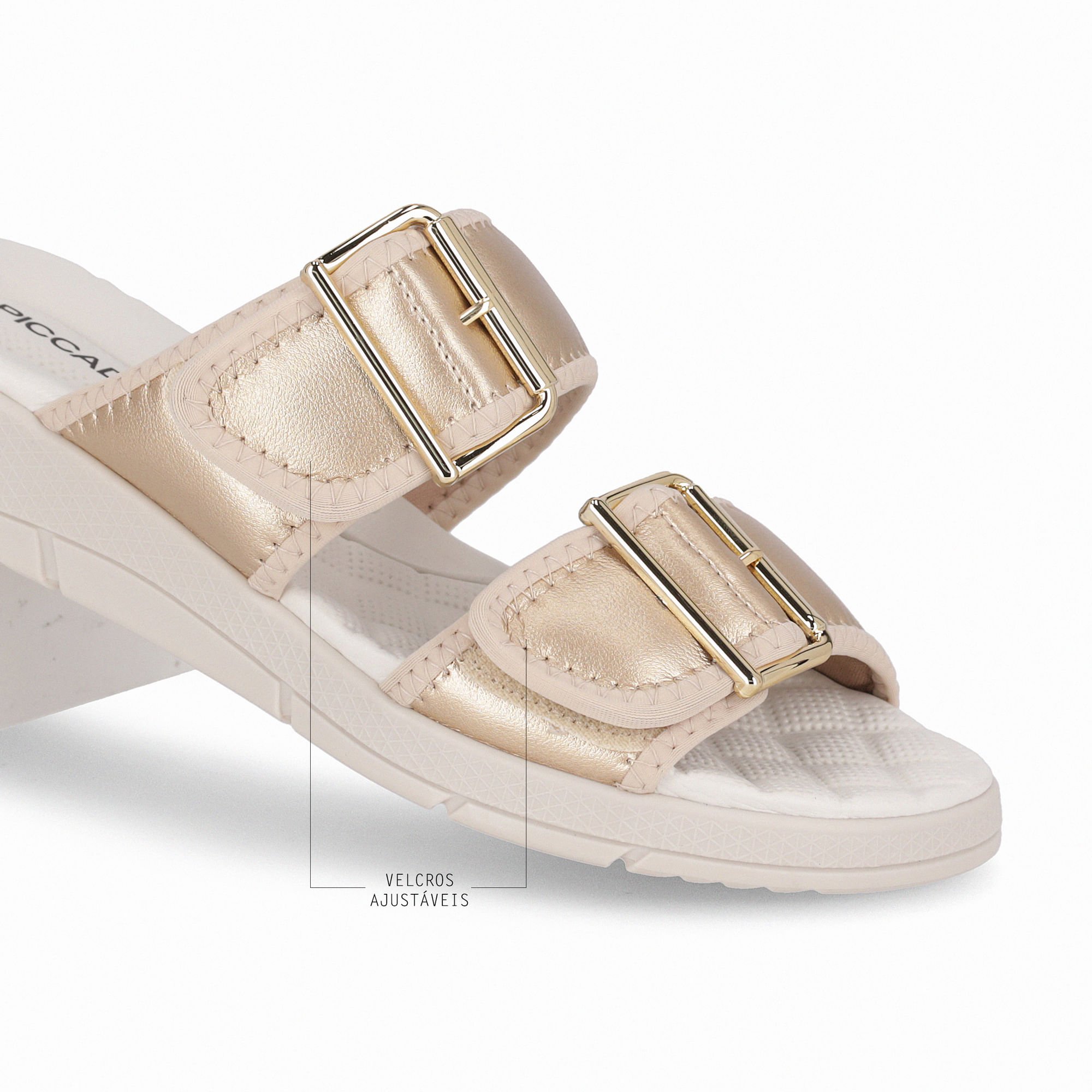 Tamanco Esporão Anabela Médio Ouro com Marfim Dourado 4