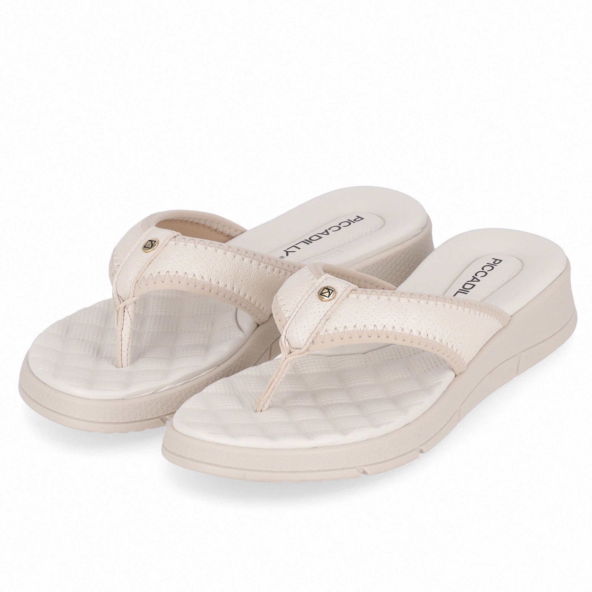 Chinelo Esporão Anabela Médio Off White com Marfim Branco 2