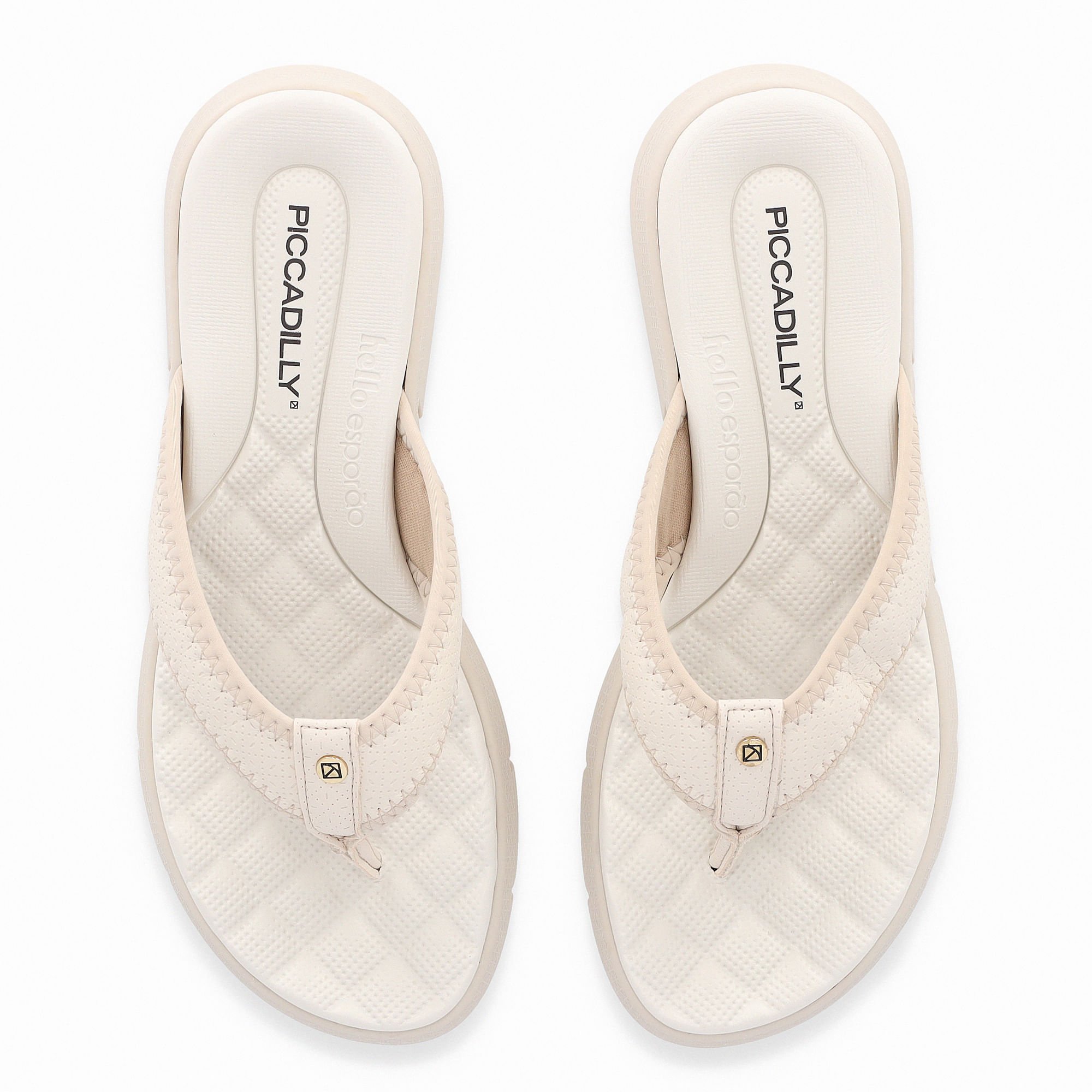 Chinelo Esporão Anabela Médio Off White com Marfim Branco 4