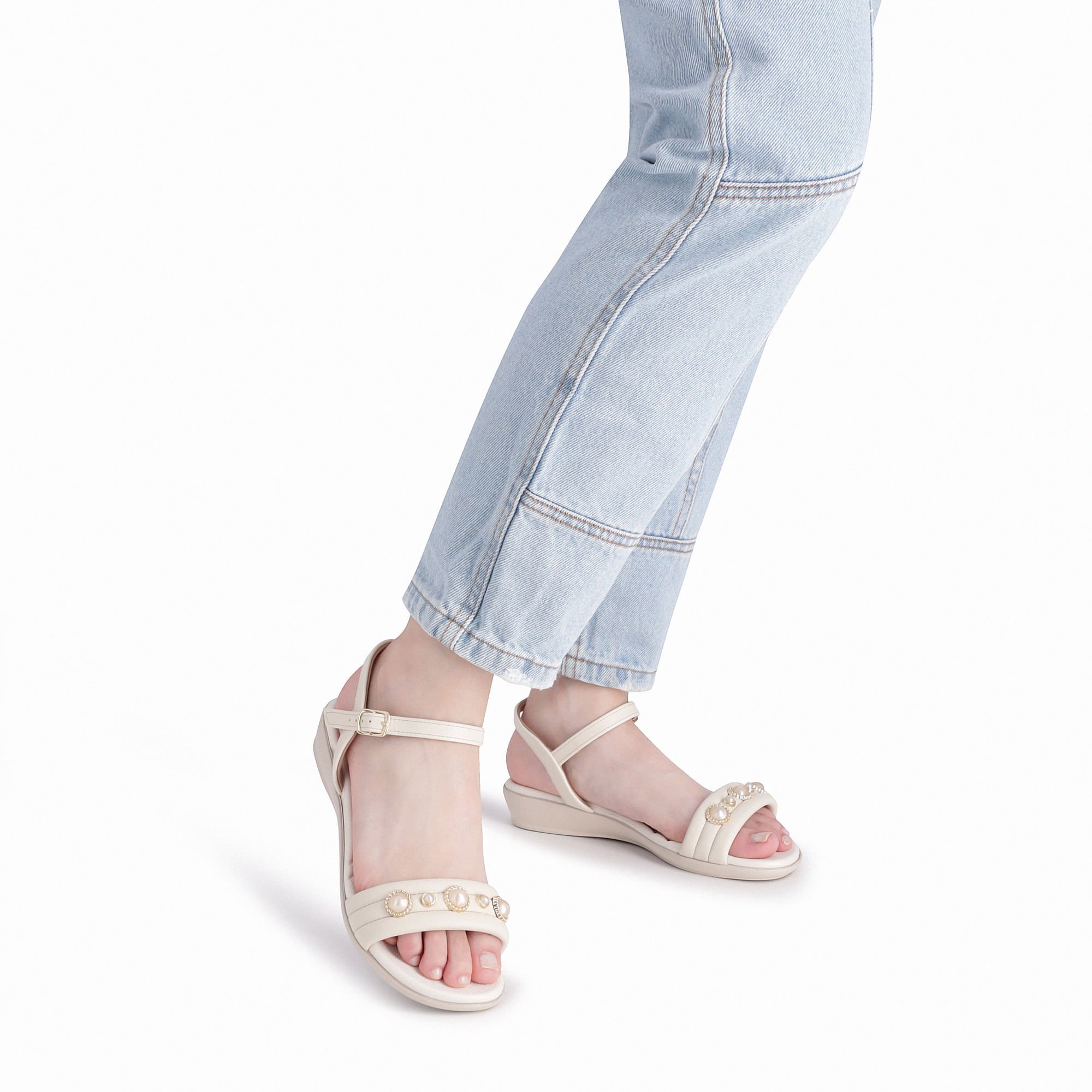 Sandália Camila Anabela Baixo Off White Branco 3