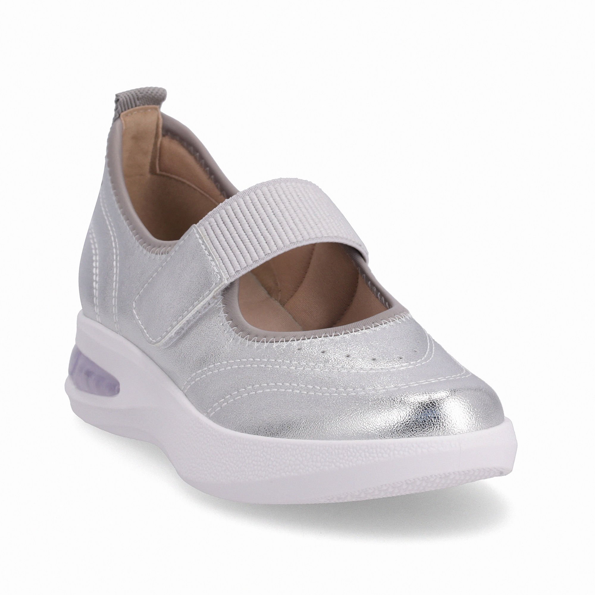 Tênis SoftStep Anabela Médio Prata com Cinza Prata 5
