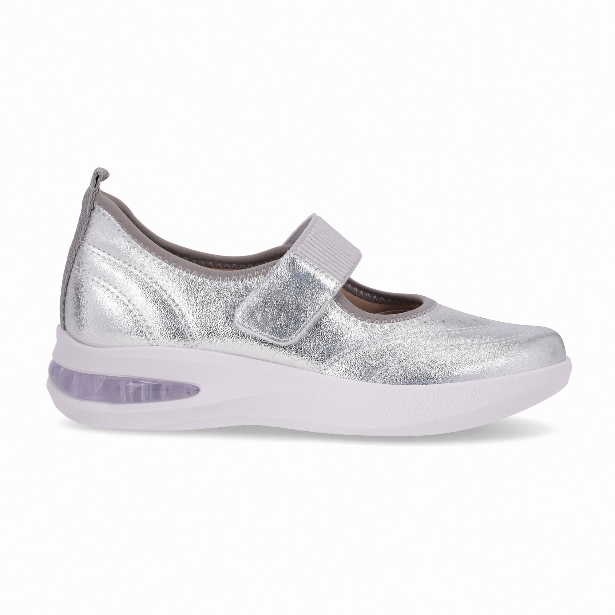 Tênis SoftStep Anabela Médio Prata com Cinza Prata 2