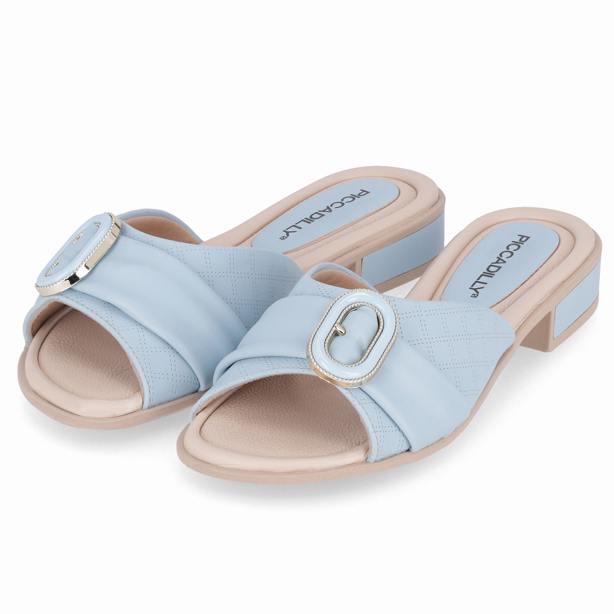 Tamanco Taila Salto Baixo Azul Aqua Azul 2