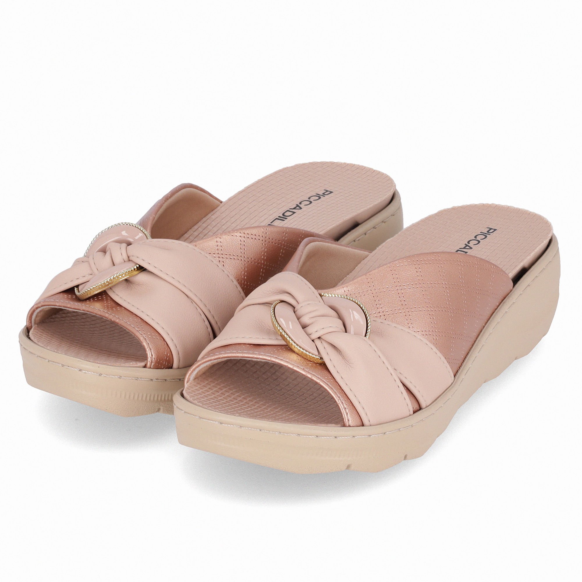 Tamanco Spa Anabela Médio Ouro Rosado com Rose Rose 2
