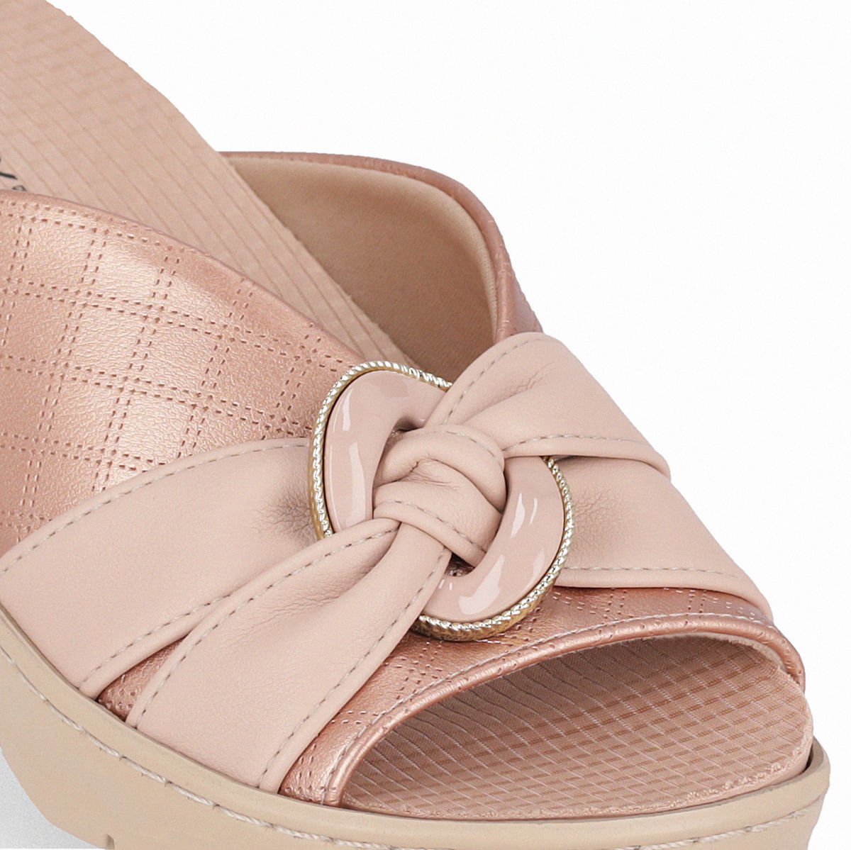 Tamanco Spa Anabela Médio Ouro Rosado com Rose Rose 4
