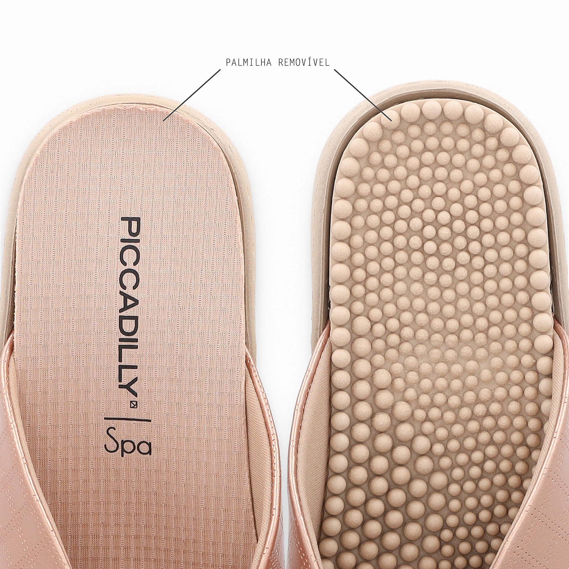 Tamanco Spa Anabela Médio Ouro Rosado com Rose Rose 7