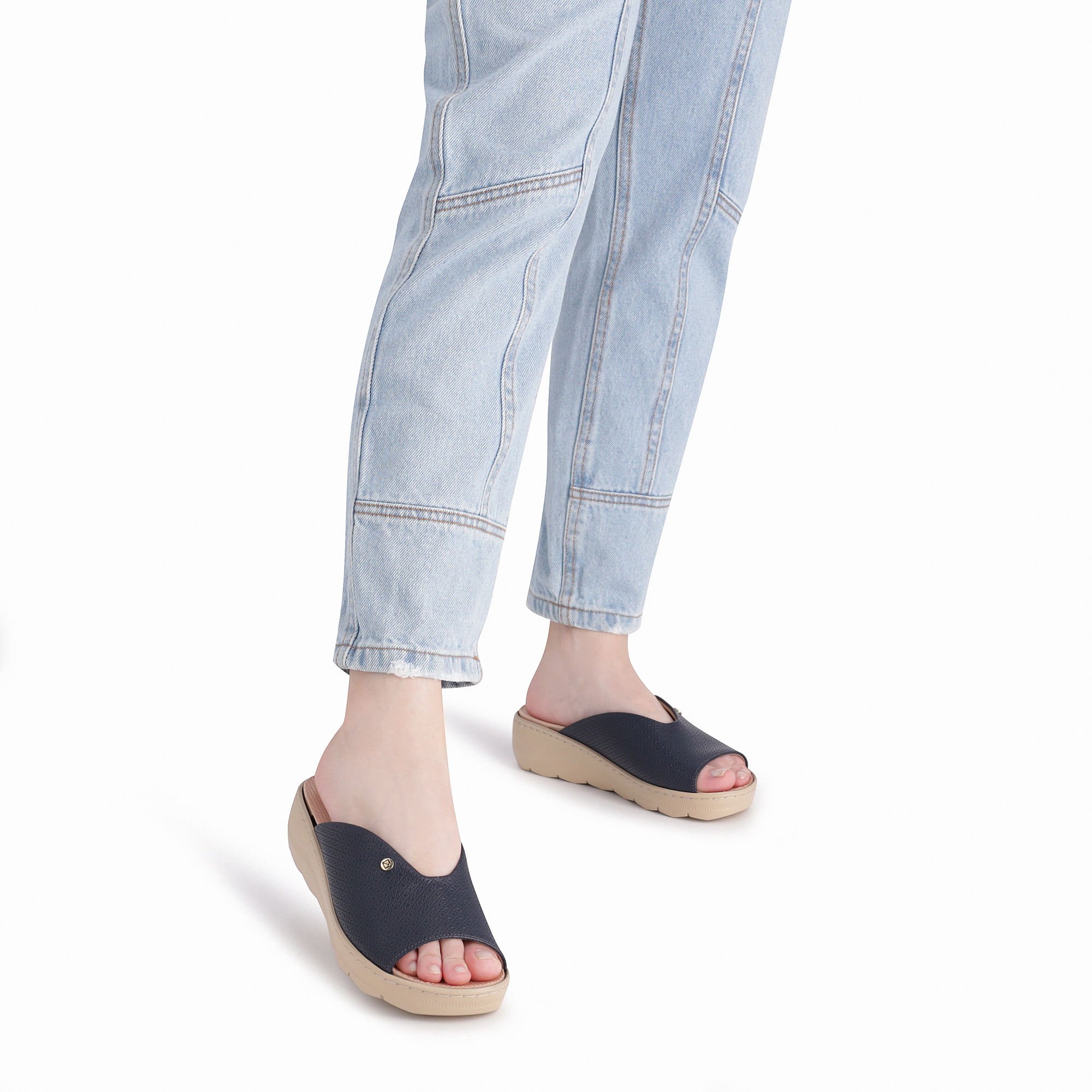Tamanco Spa Anabela Médio Navy Navy 3