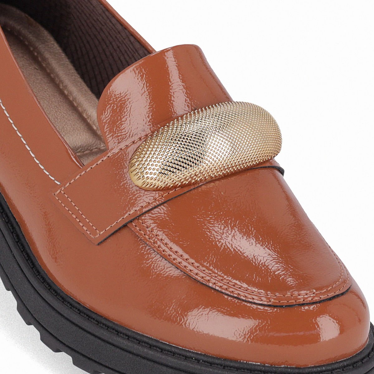 PICCADILLY MAXI - Sapato Loafer Gisa Anabela Médio Ocre Marrom 4