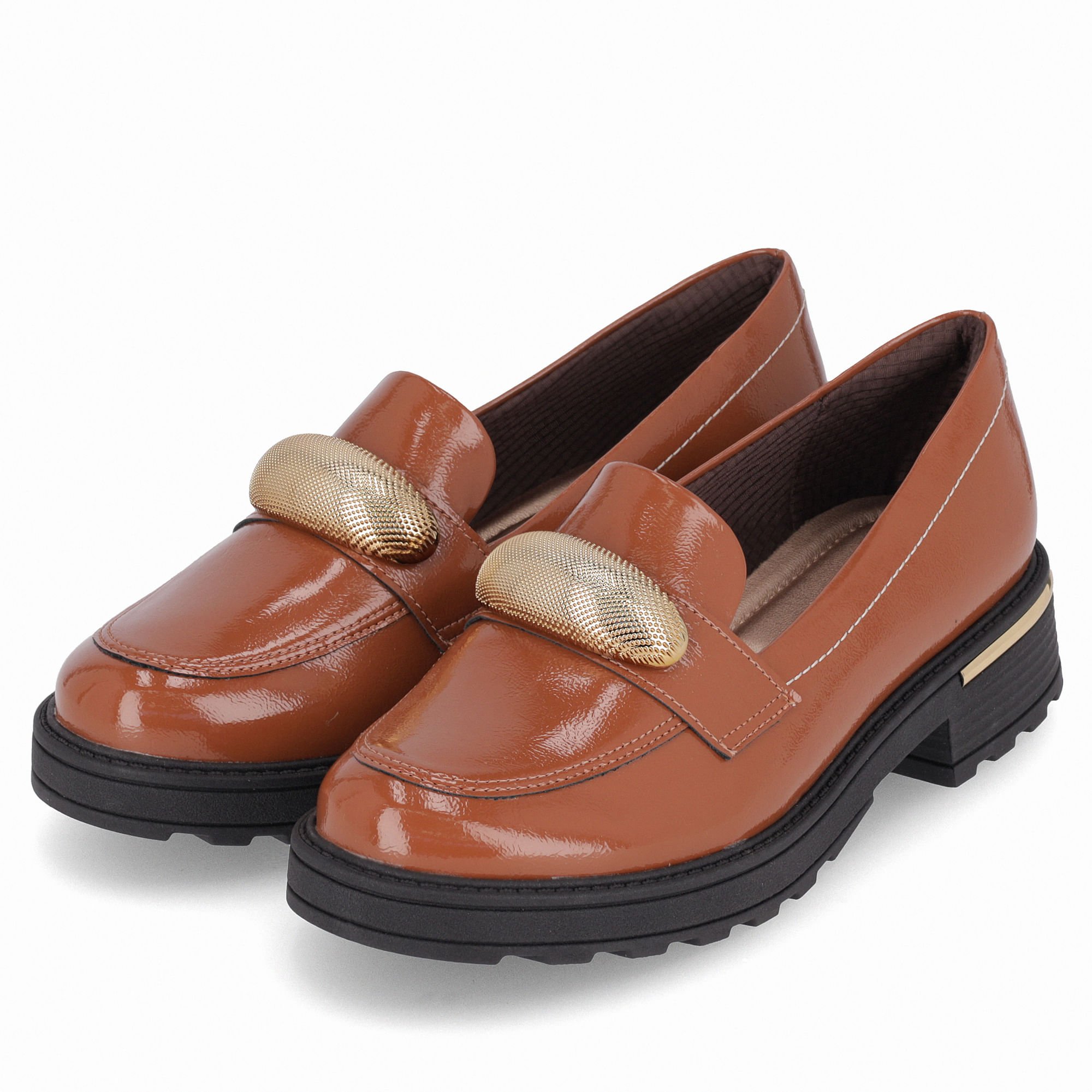 PICCADILLY MAXI - Sapato Loafer Gisa Anabela Médio Ocre Marrom 2