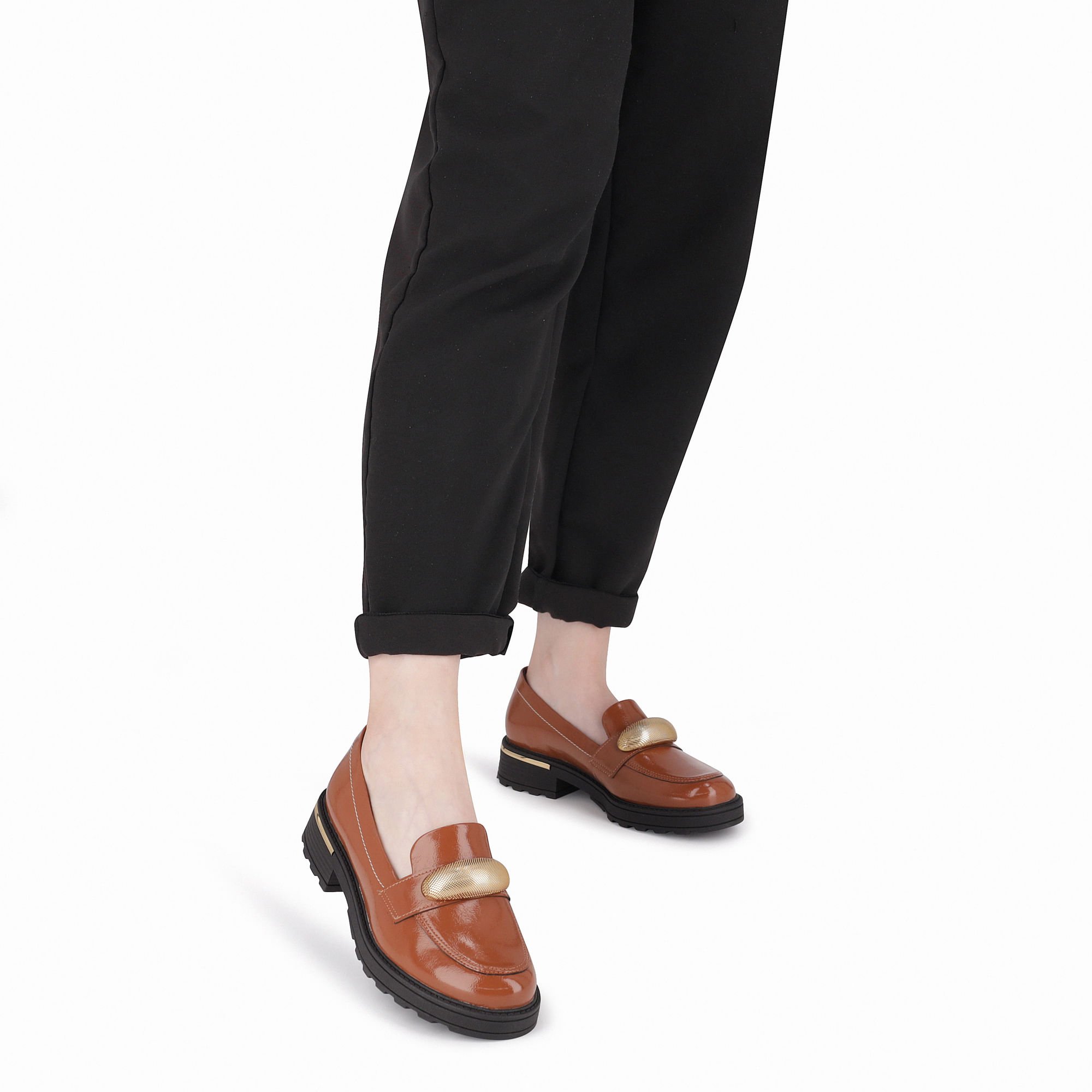 PICCADILLY MAXI - Sapato Loafer Gisa Anabela Médio Ocre Marrom 3