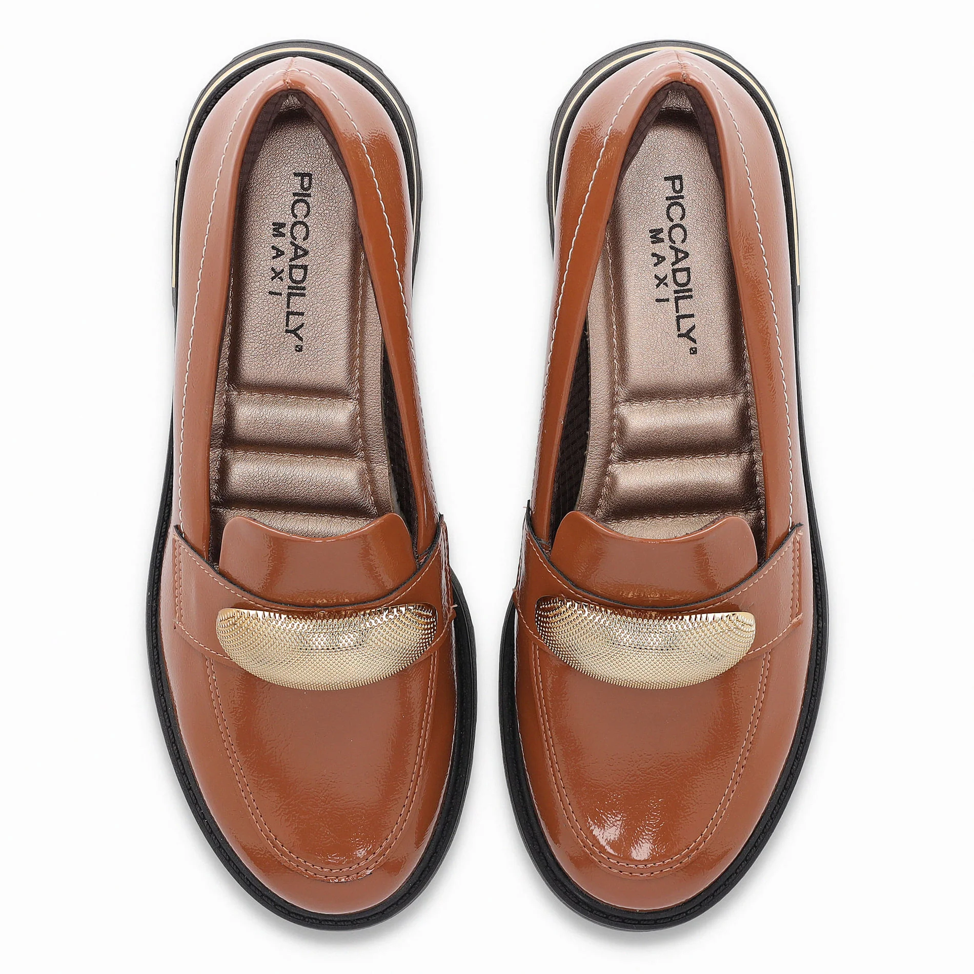 PICCADILLY MAXI - Sapato Loafer Gisa Anabela Médio Ocre Marrom 5