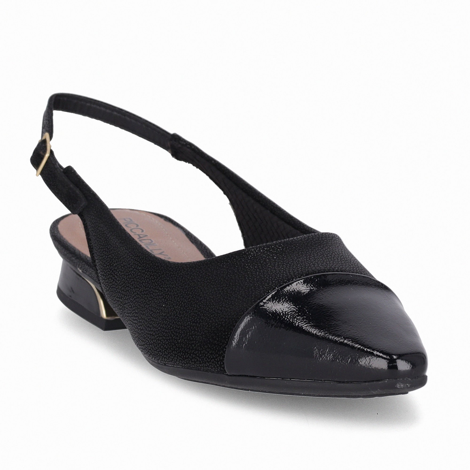 PICCADILLY MAXI - Sapato Slingback Silvia Salto Baixo Preto Preto 2