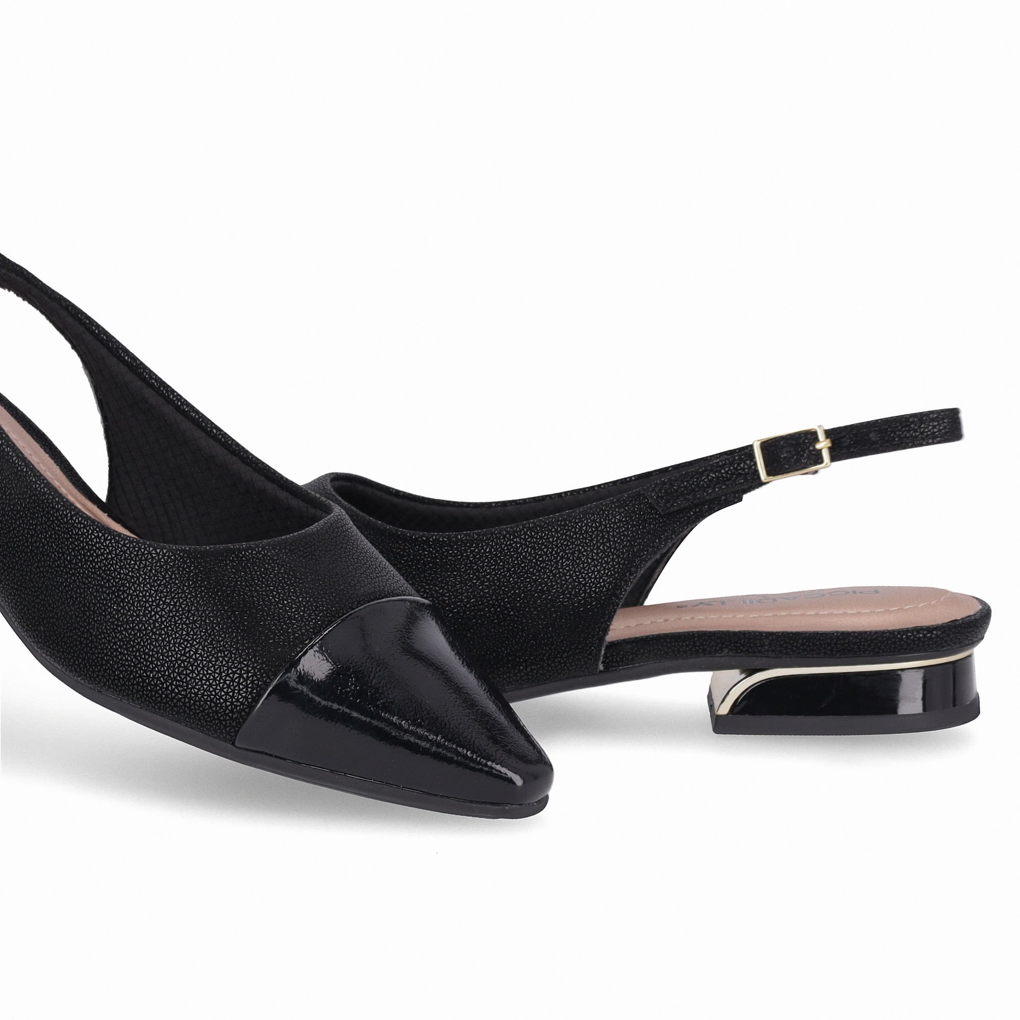 PICCADILLY MAXI - Sapato Slingback Silvia Salto Baixo Preto Preto 3