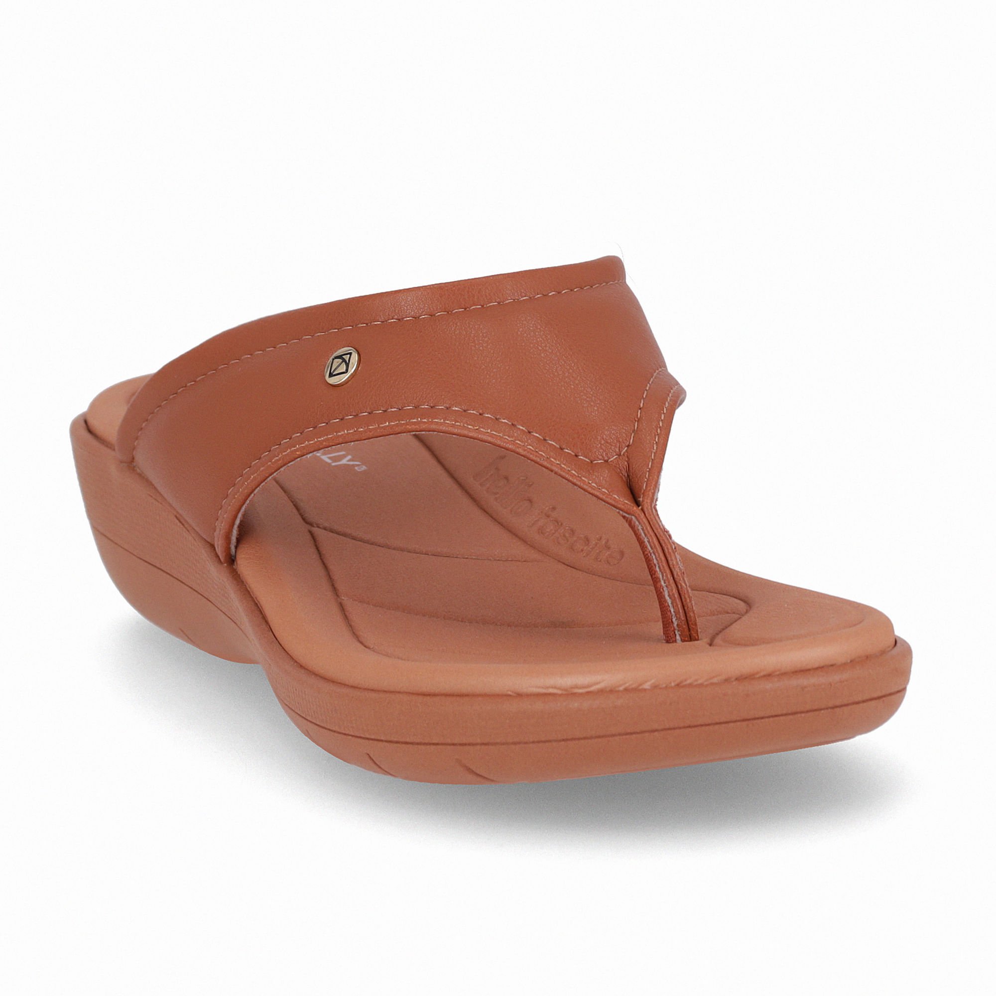 Chinelo Fascite Anabela Médio Ocre Marrom 3
