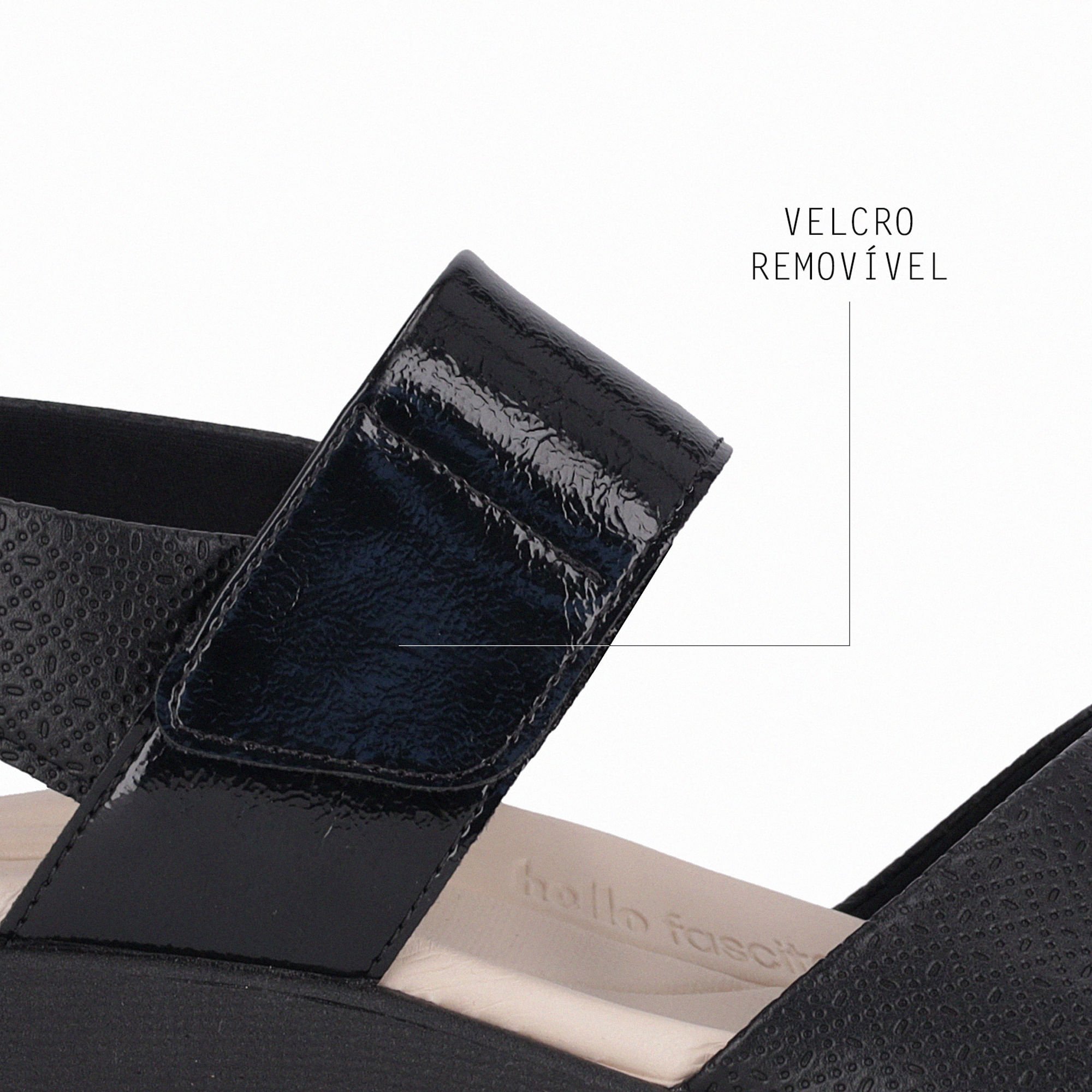 Sandália Fascite Anabela Médio Preto Preto 3