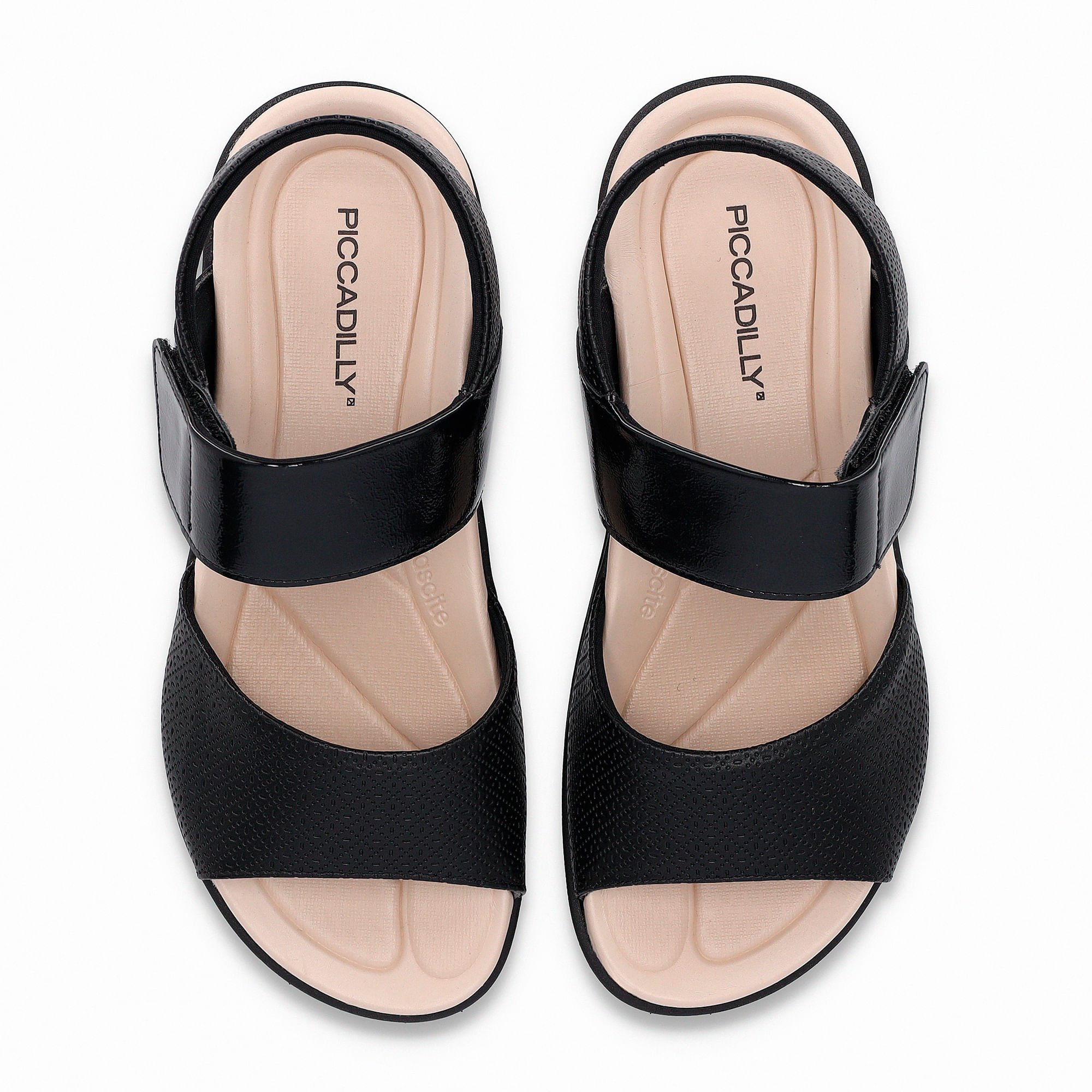 Sandália Fascite Anabela Médio Preto Preto 4