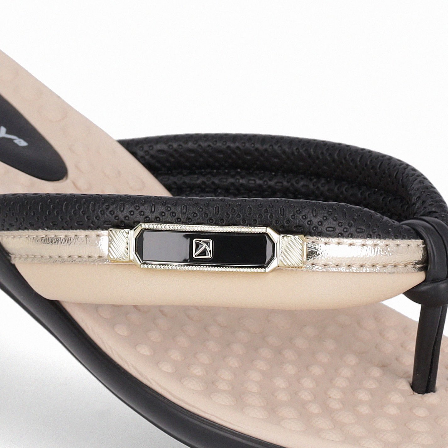 Chinelo Camila Rasteira Preto com Brule Bege/Preto 4