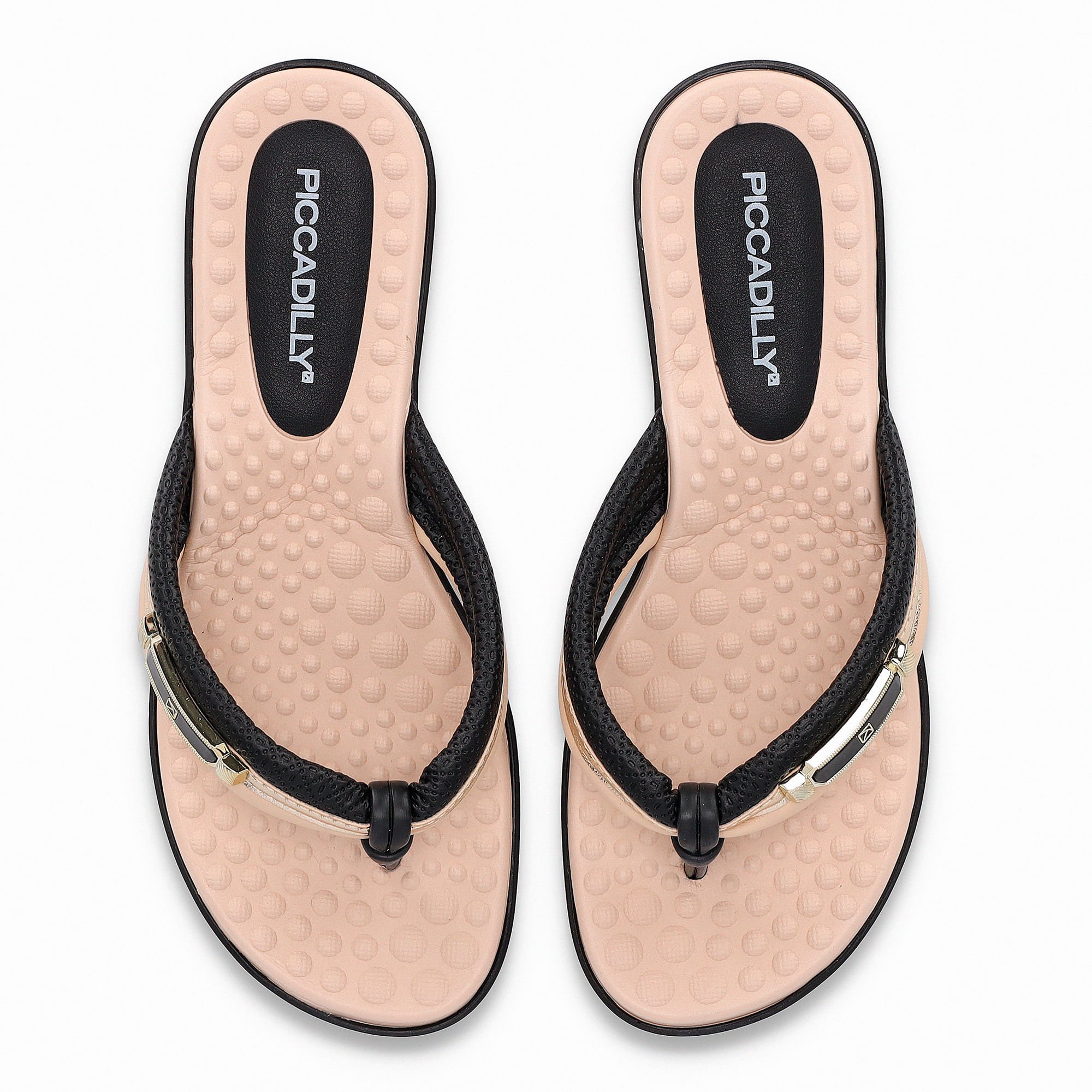 Chinelo Camila Rasteira Preto com Brule Bege/Preto 5