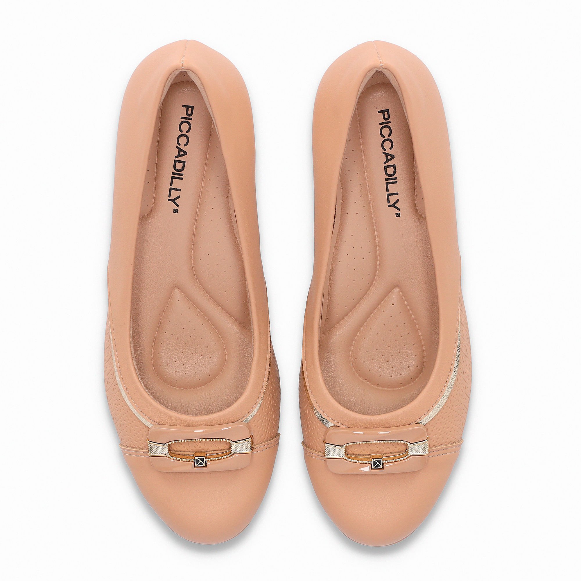 Scarpin Laura Salto Médio Nude Claro com Ouro Bege 5