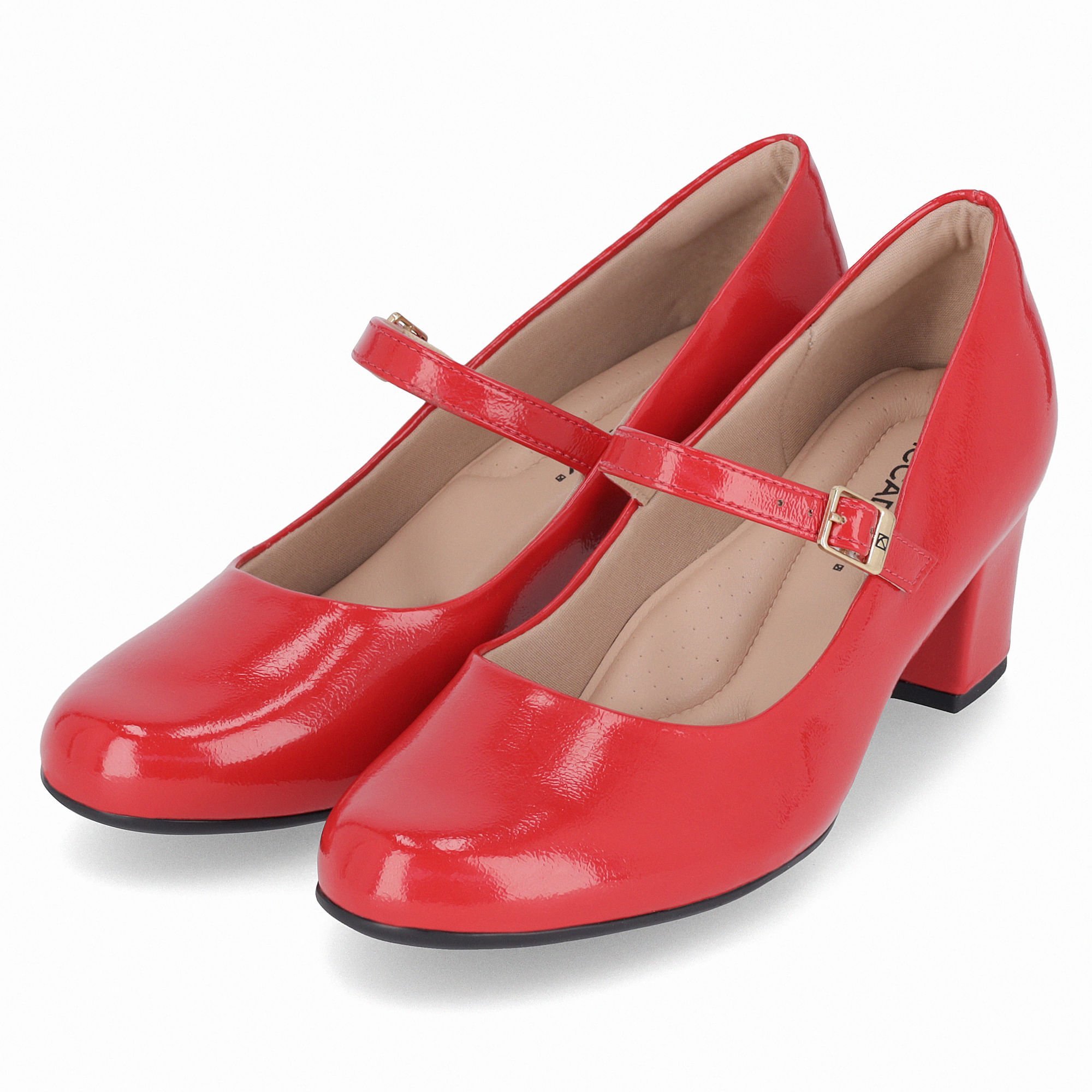 Sapato Boneca Laura Salto Médio Vermelho Vermelho 2