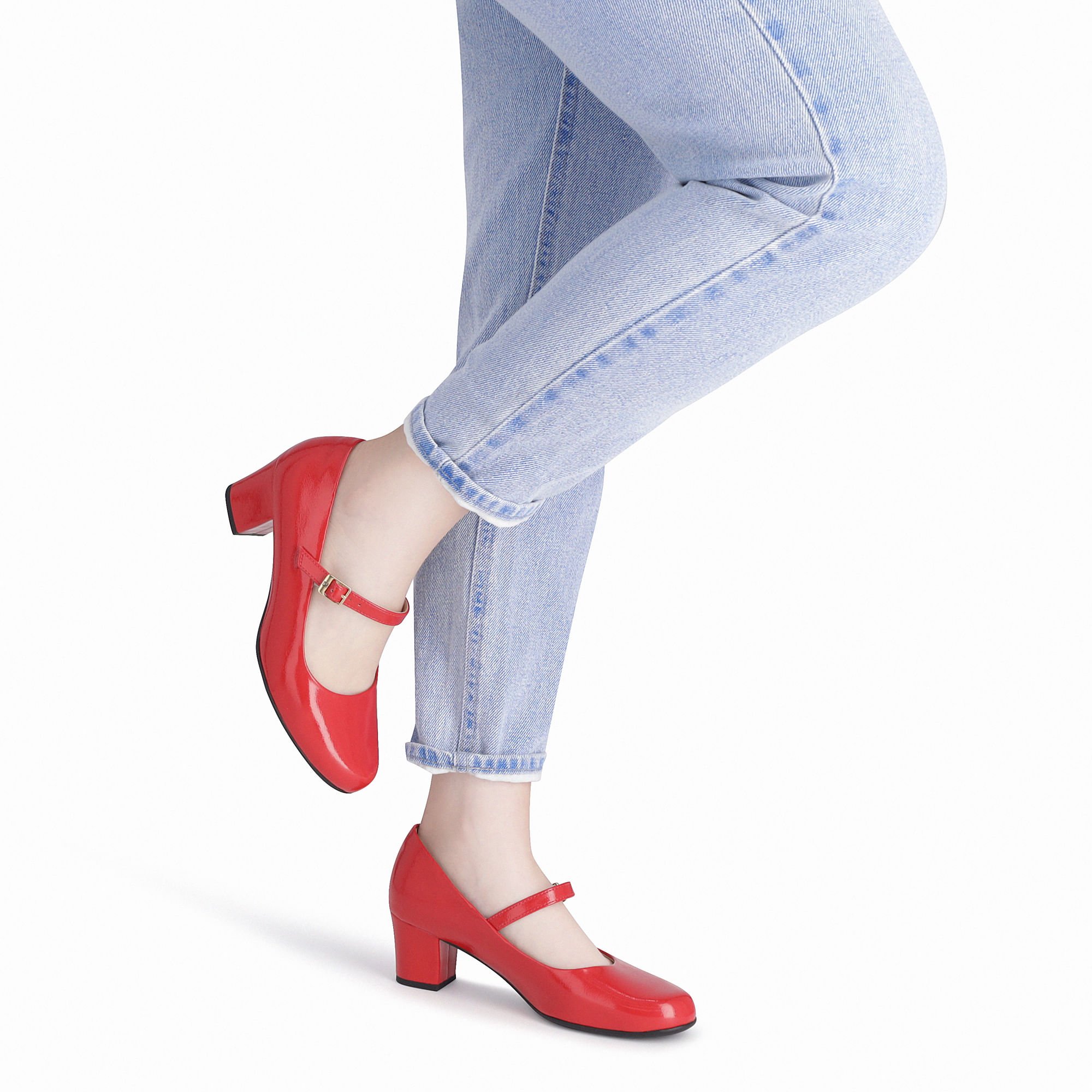 Sapato Boneca Laura Salto Médio Vermelho Vermelho 3