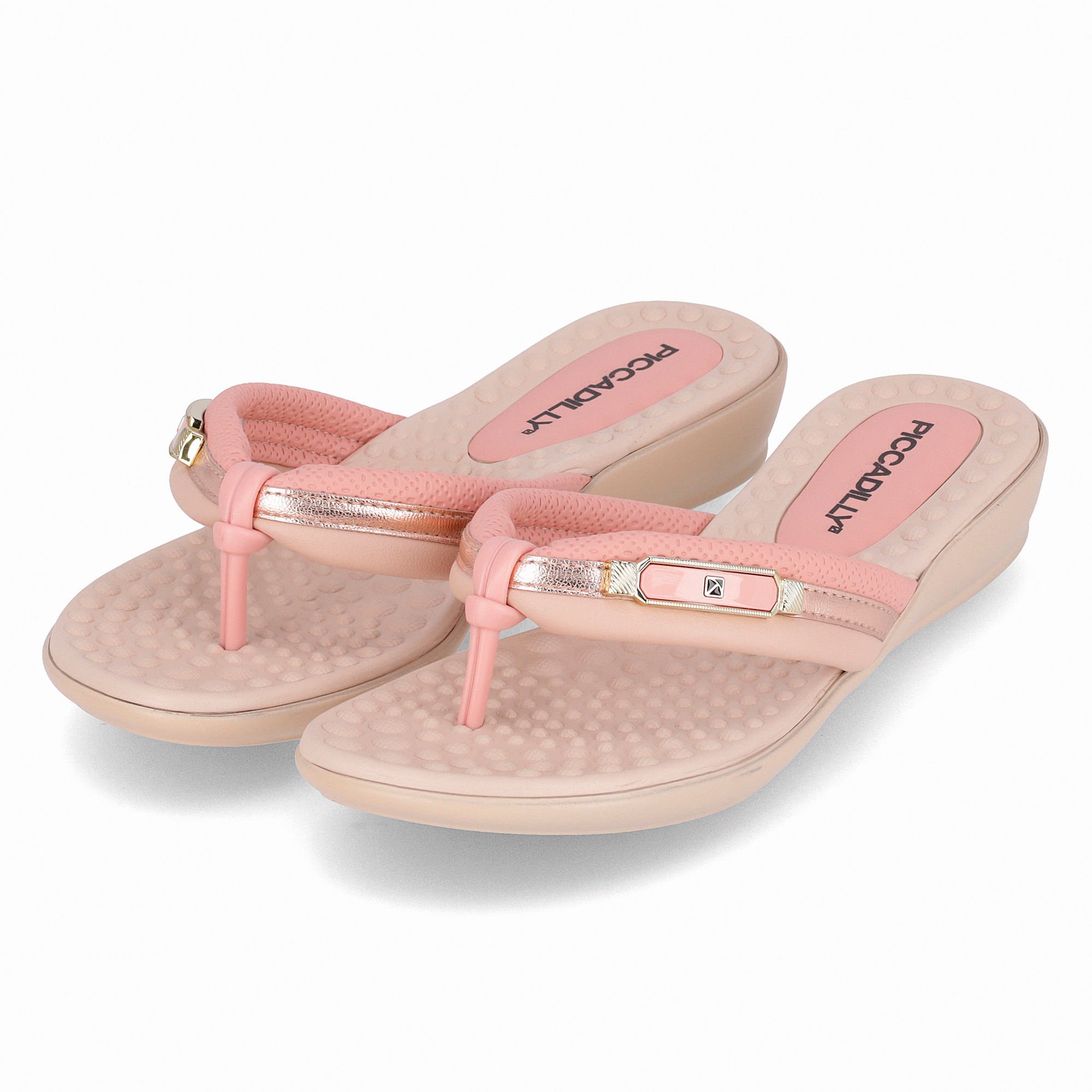 Chinelo Camila Rasteira Iogurte com Rose Rosa 2