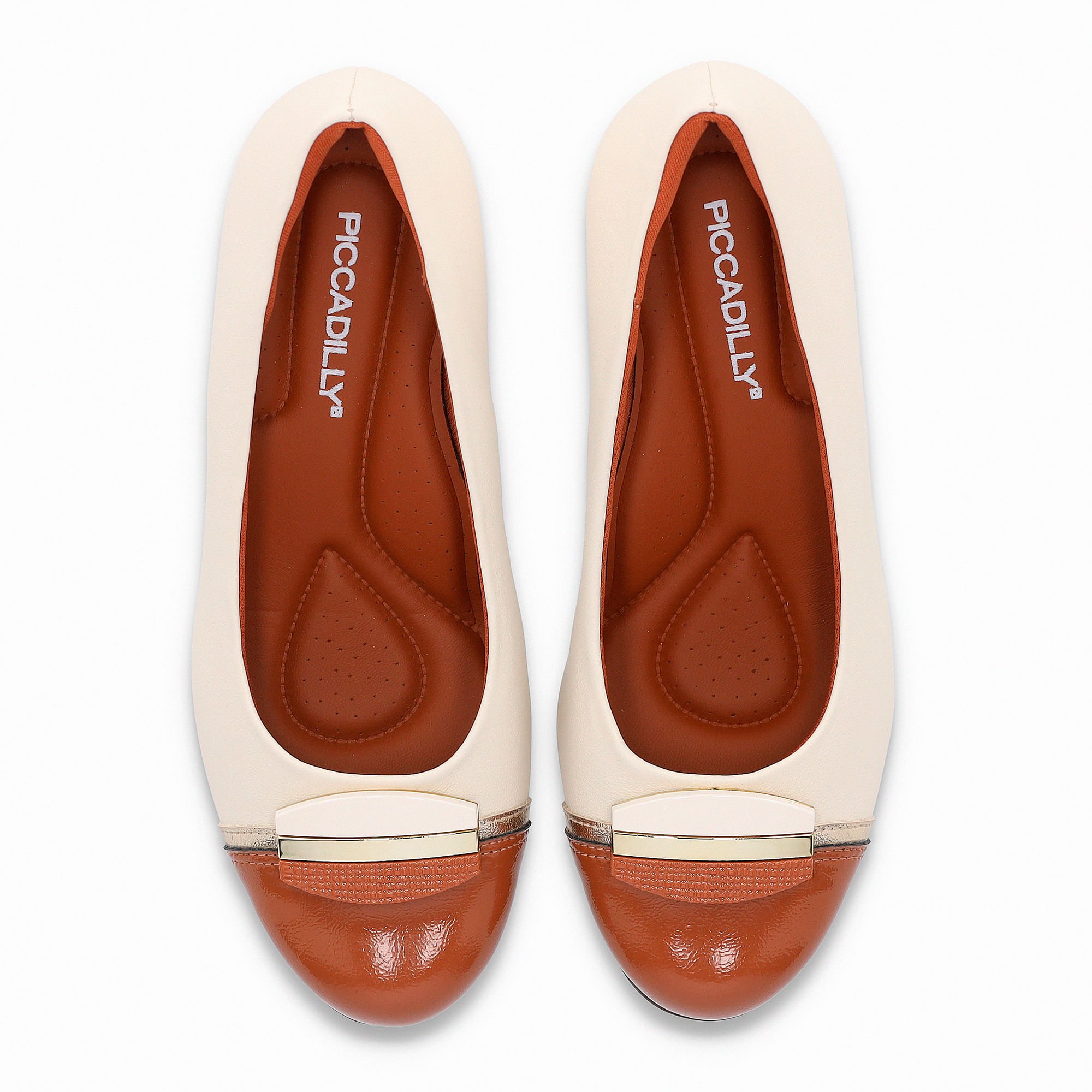 Scarpin Laura Salto Médio Off White com Ocre Branco 5