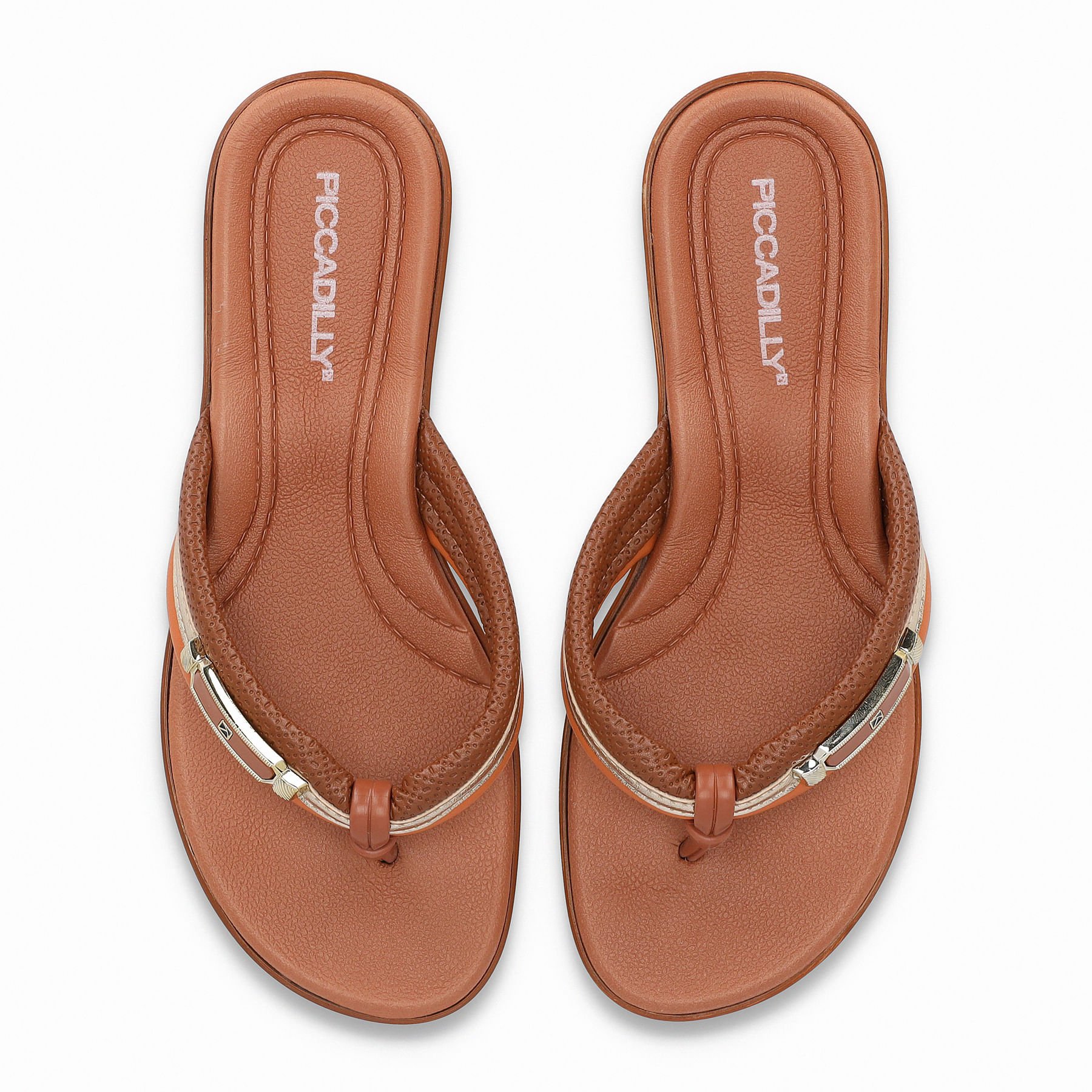 Chinelo Camila Rasteira Ocre com Laranja Marrom 4