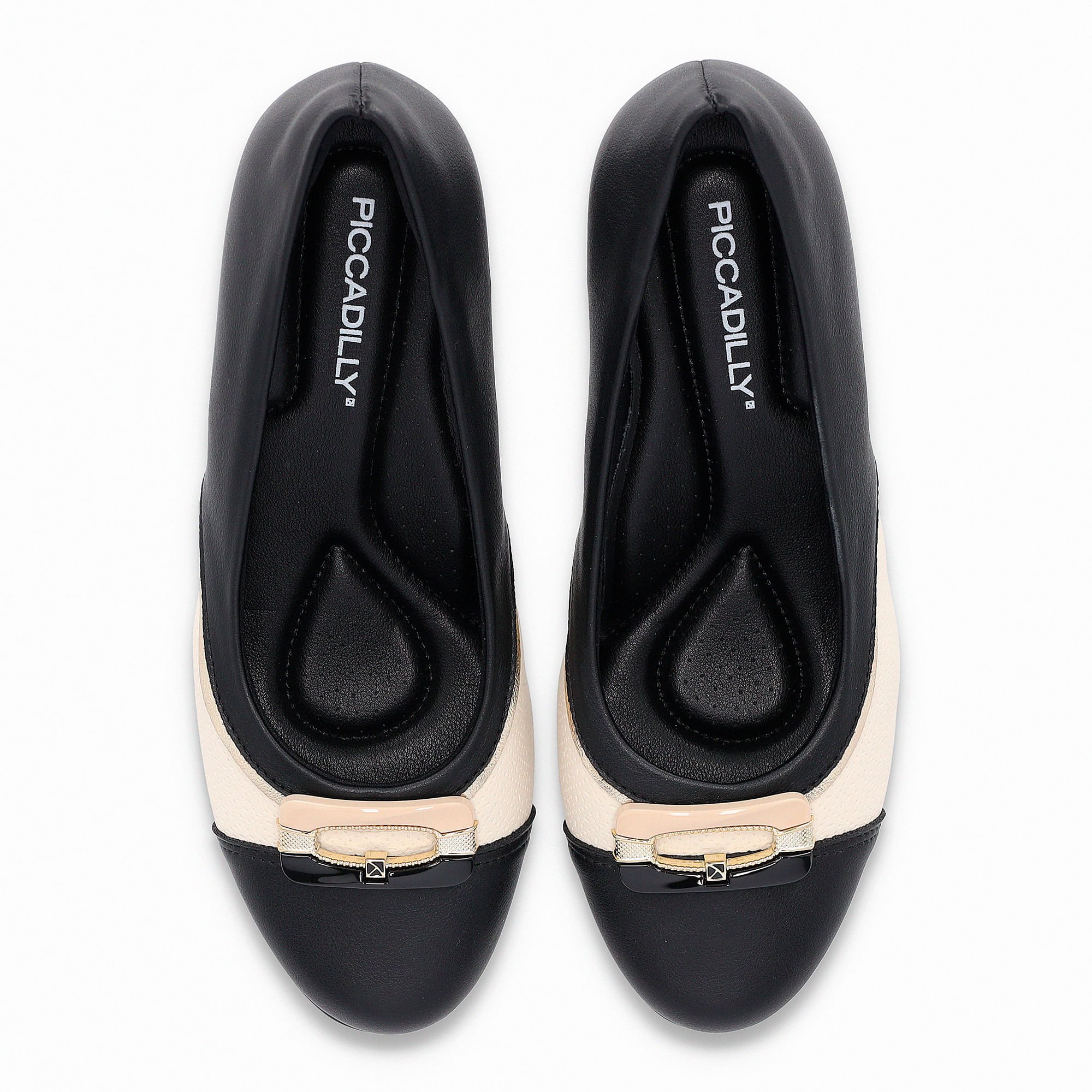 Scarpin Laura Salto Médio Preto com Off White Preto/Branco 4