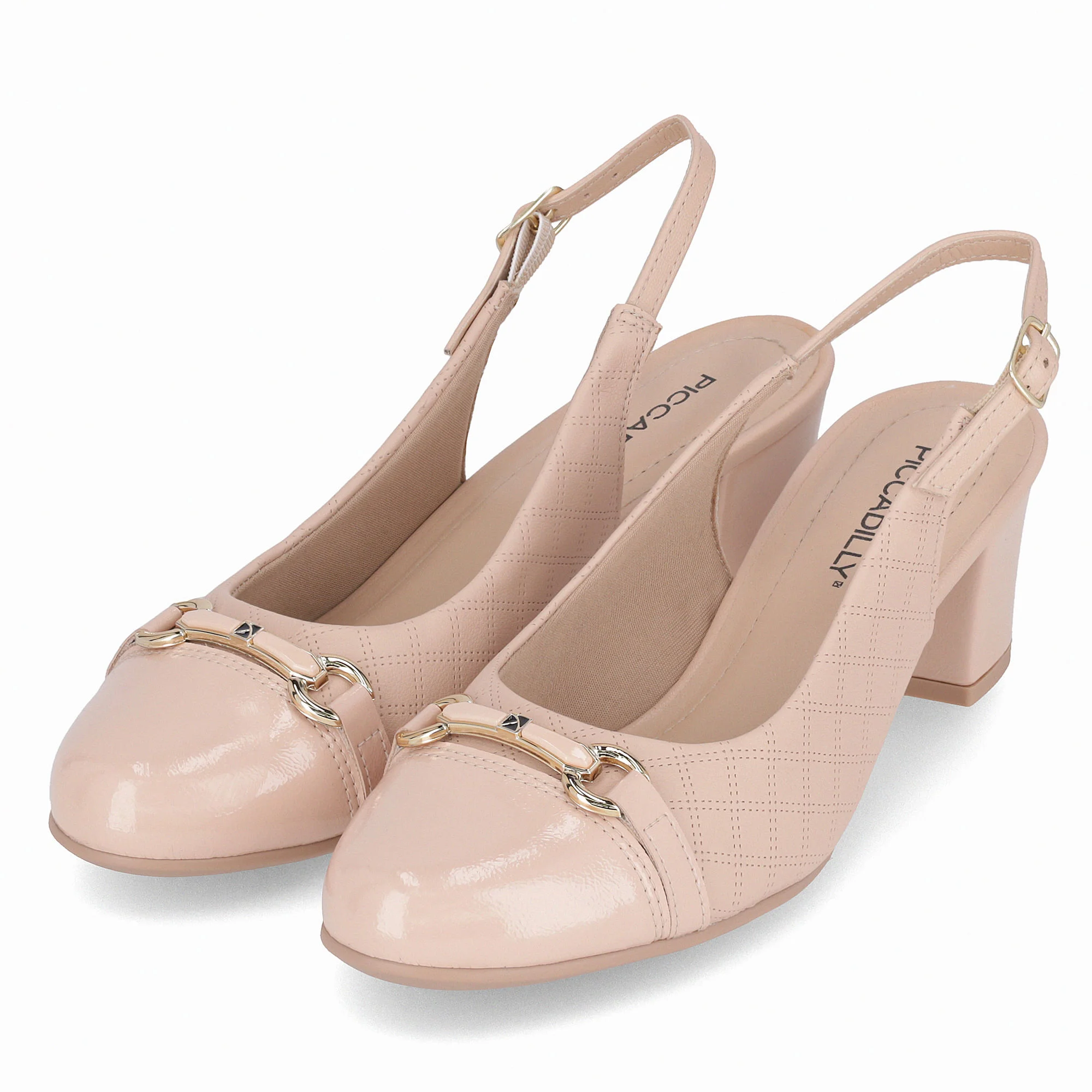 Sapato Slingback Laura Salto Médio Rose Bege 2