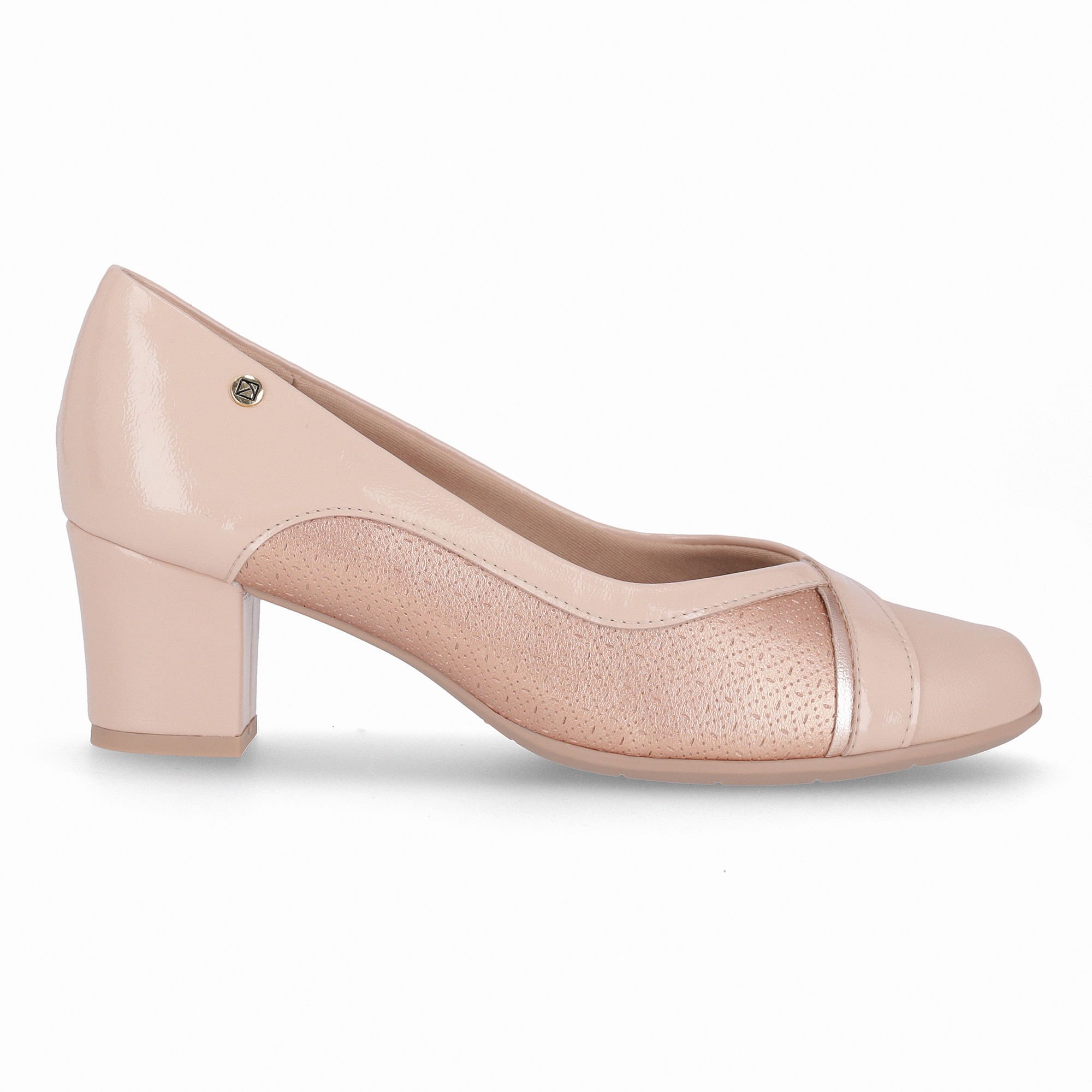 Scarpin Laura Salto Médio Rose com Ouro Rosado