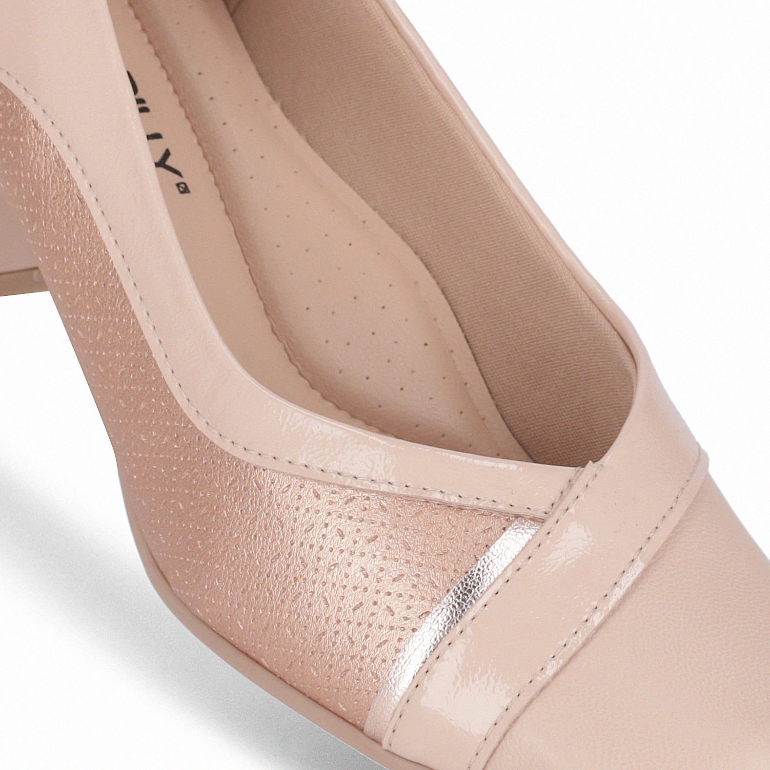 Scarpin Laura Salto Médio Rose com Ouro Rosado Bege 4