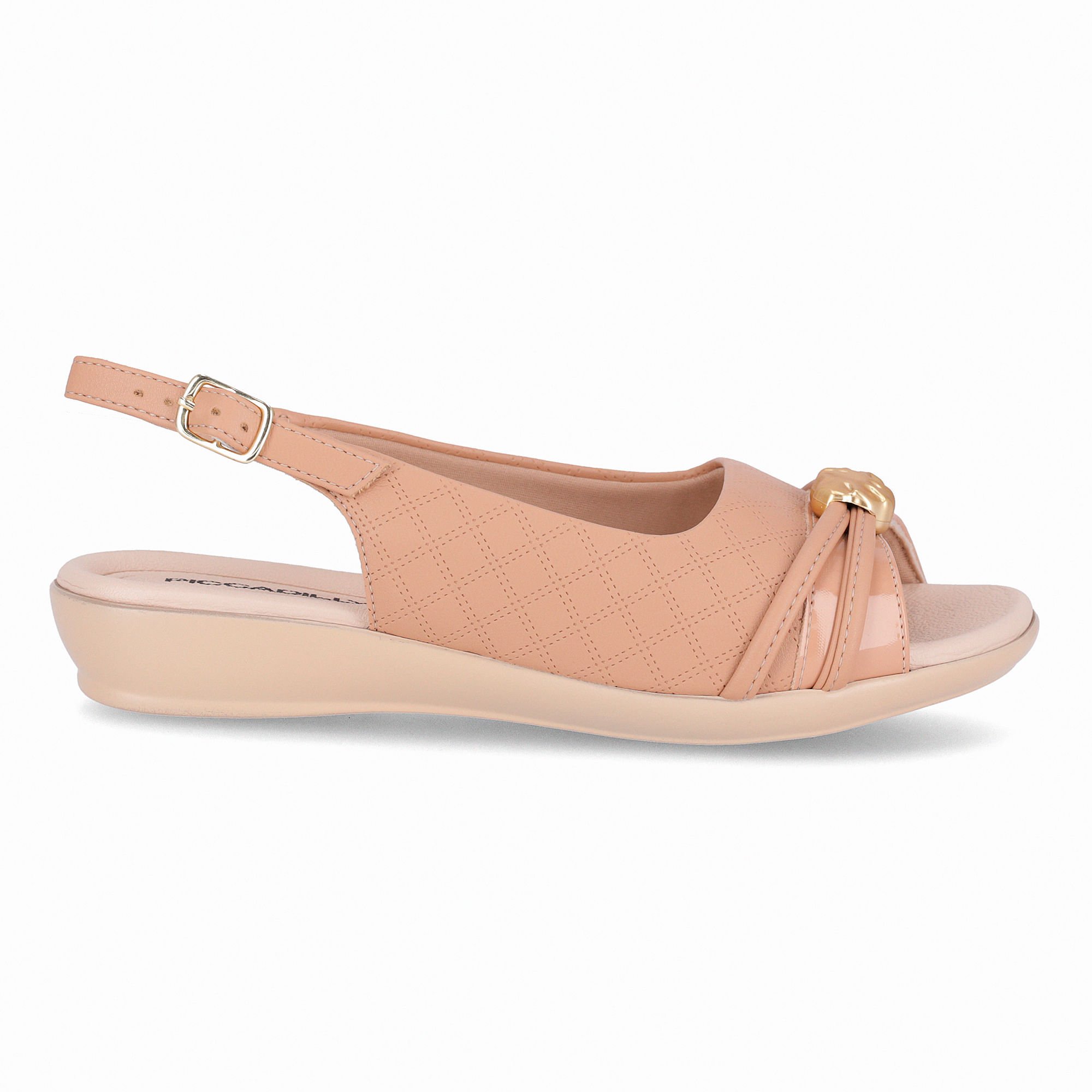 Sandália Slingback Camila Rasteira Nude Claro