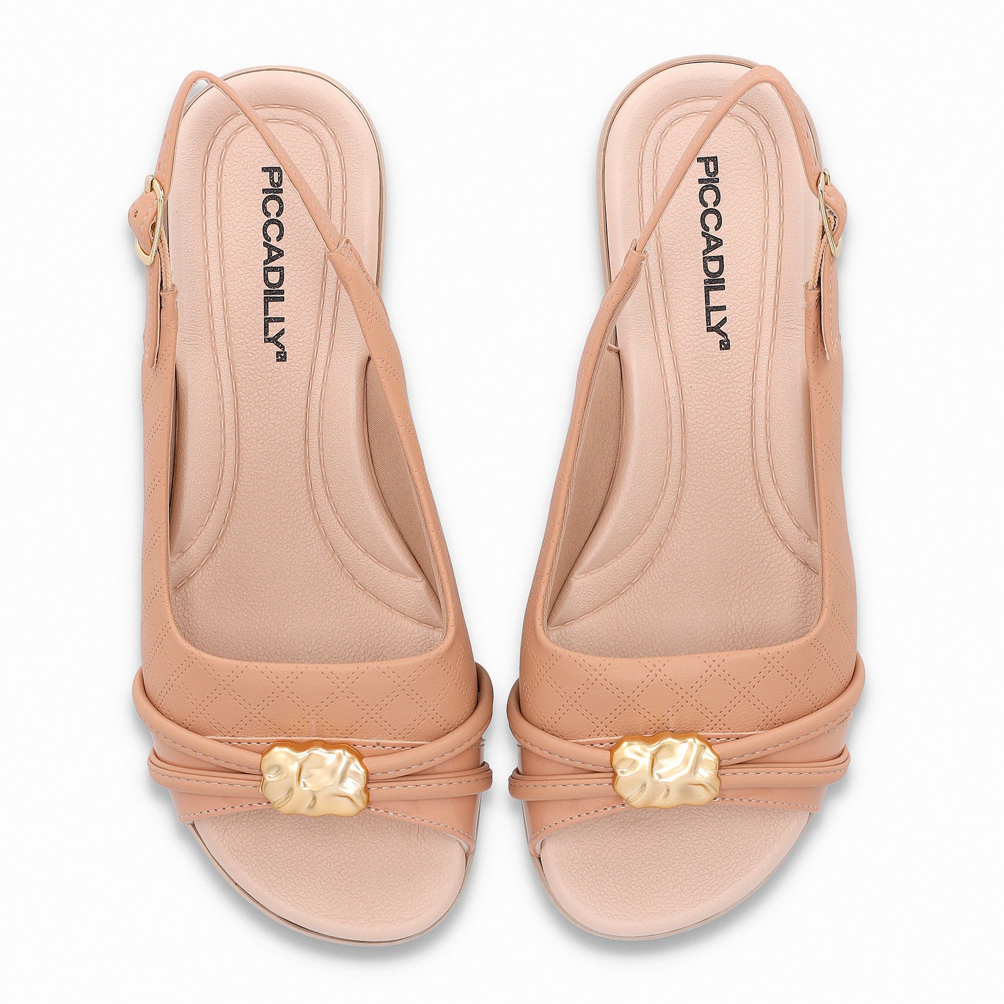 Sandália Slingback Camila Rasteira Nude Claro Bege 2