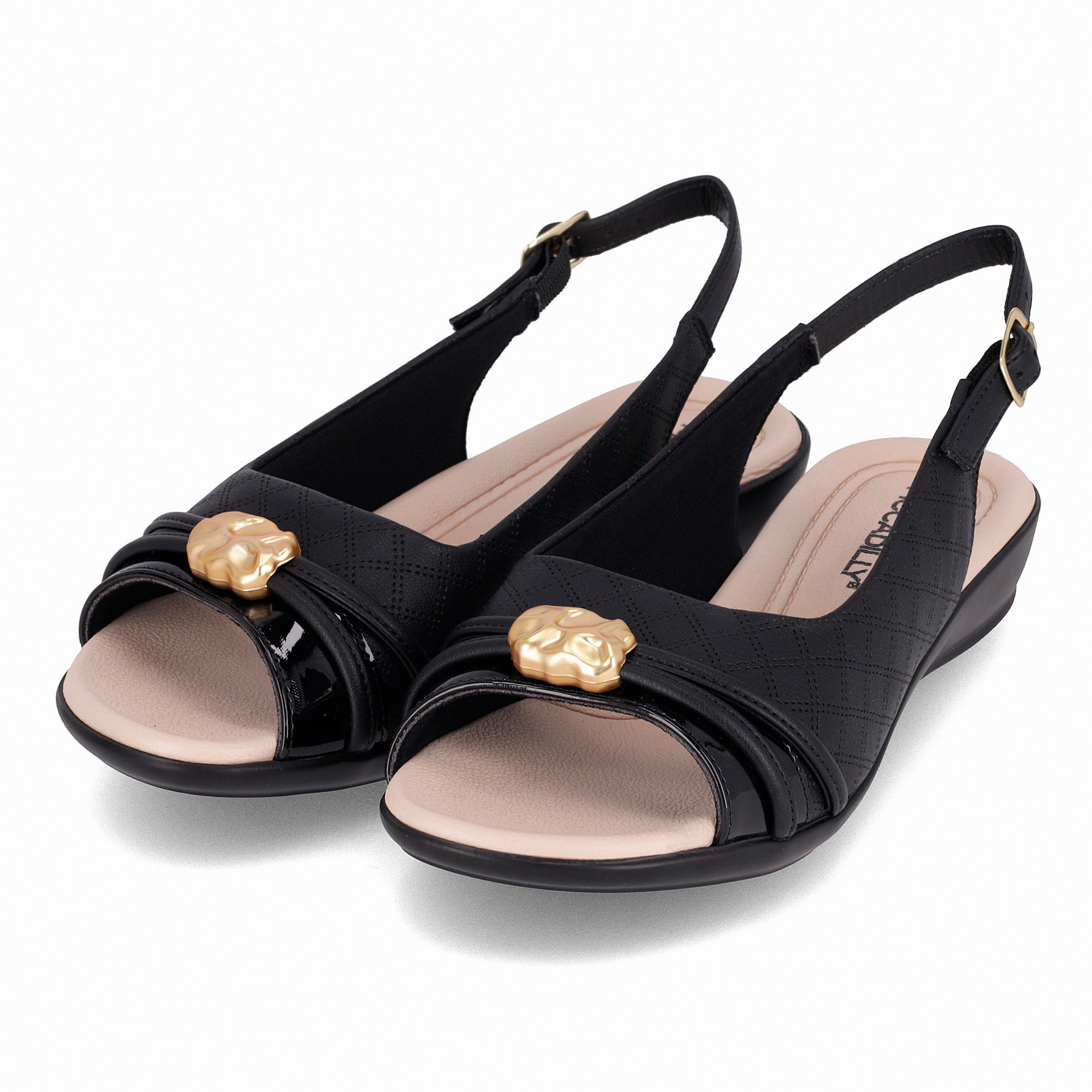 Slingback Camila Rasteira Preto Preto 2