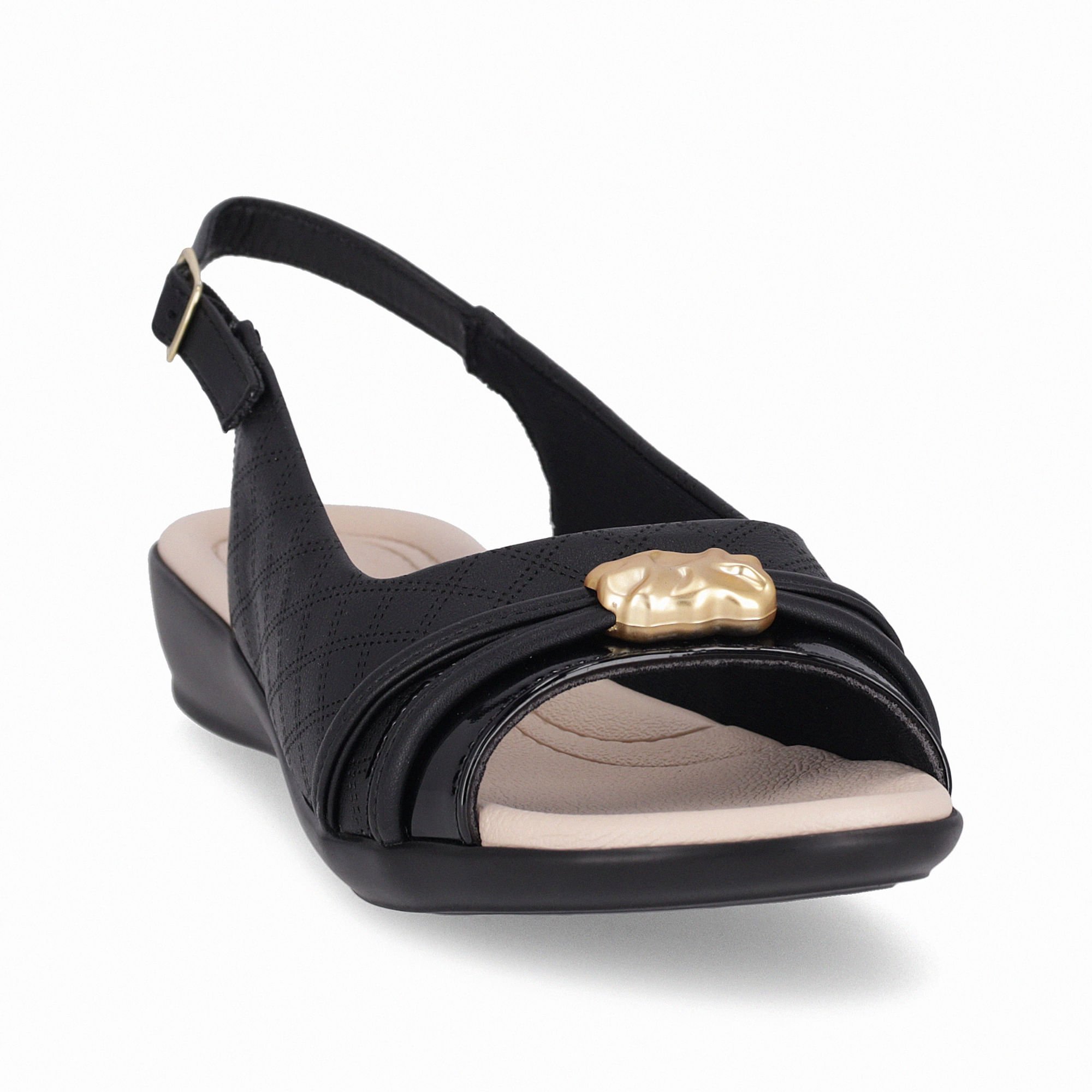 Slingback Camila Rasteira Preto Preto 3
